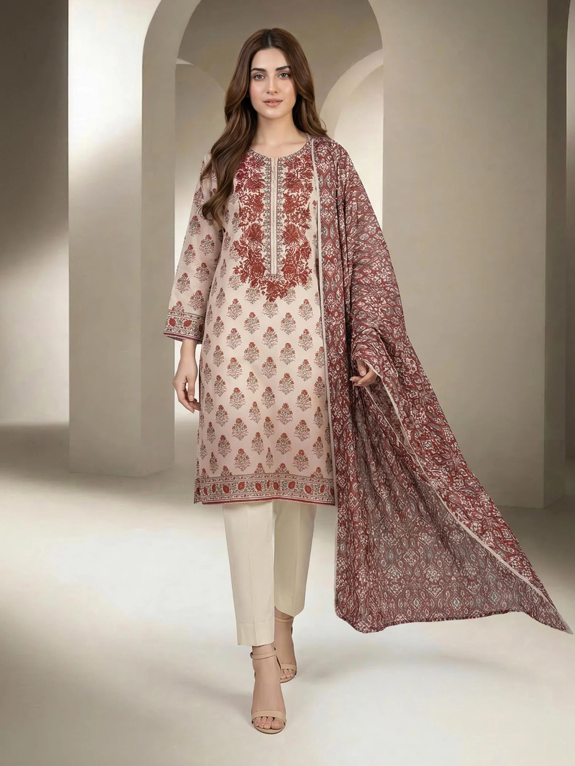 3 Piece Lawn Suit-Embroidered (Unstitched) - Image 2