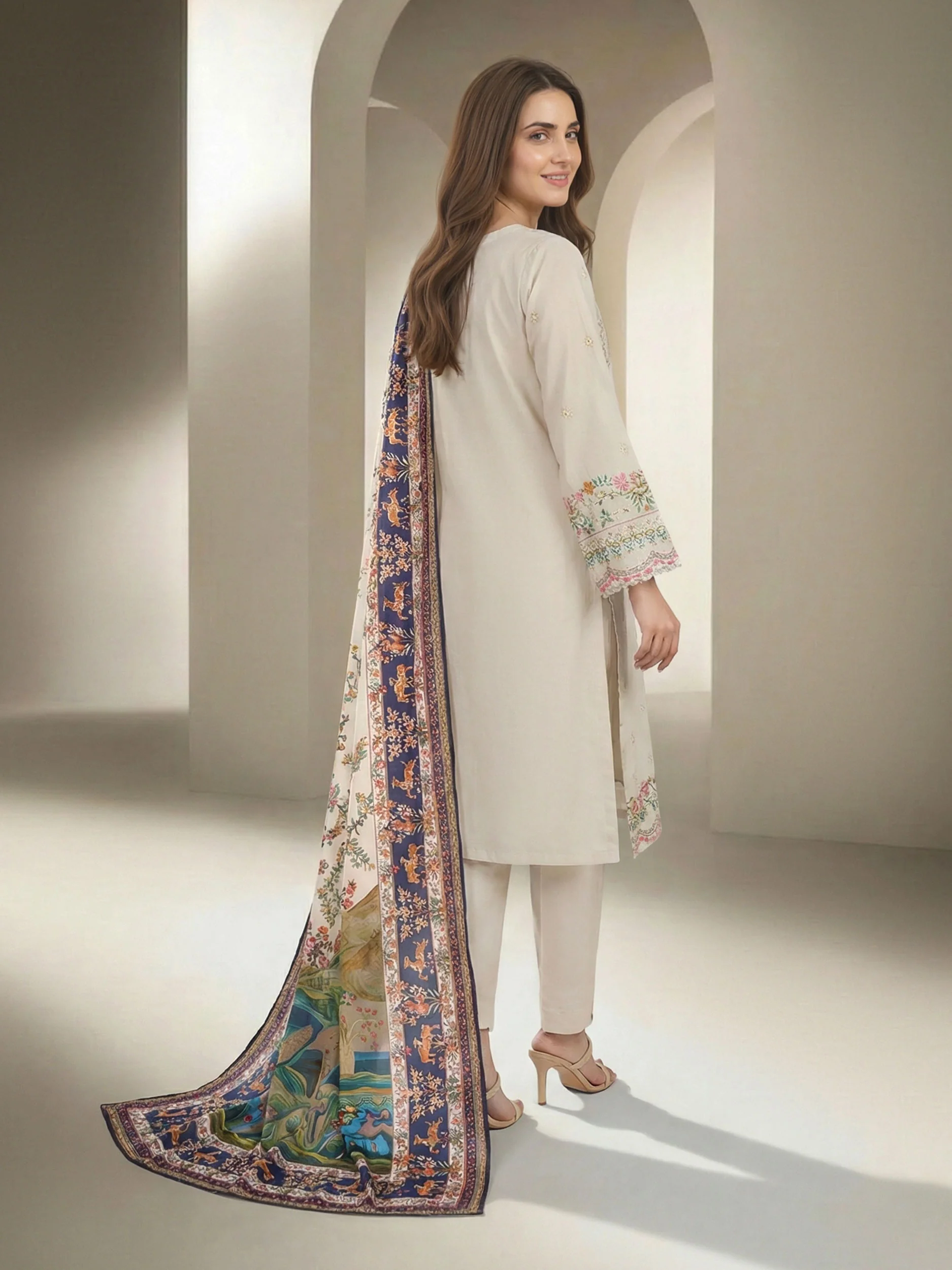 3 Piece Lawn Suit- Embroidered (Unstitched) - Image 3