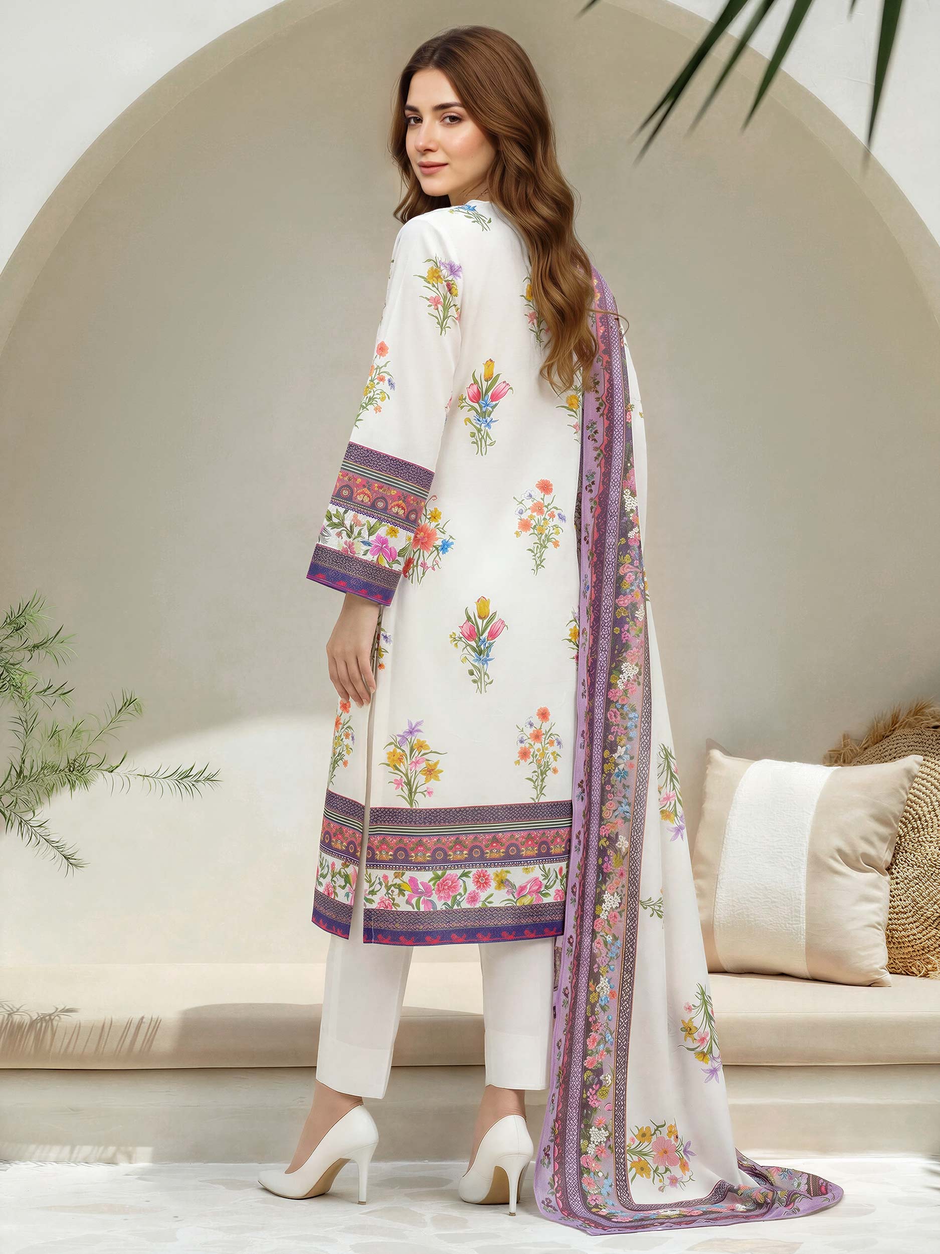 3 Piece Lawn Suit- Embroidered (Unstitched) - Image 3