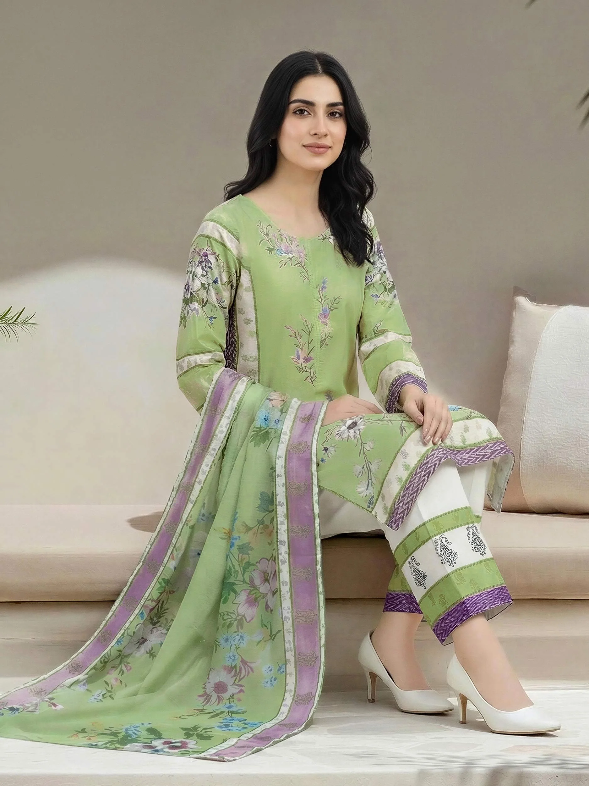 3 Piece Lawn Suit-Embroidered (Unstitched) - Image 2