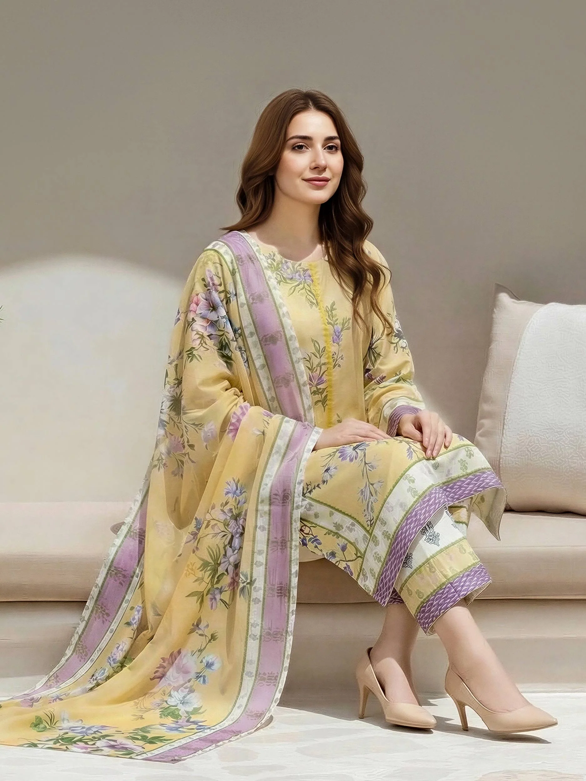 3 Piece Lawn Suit-Embroidered (Unstitched) - Image 3