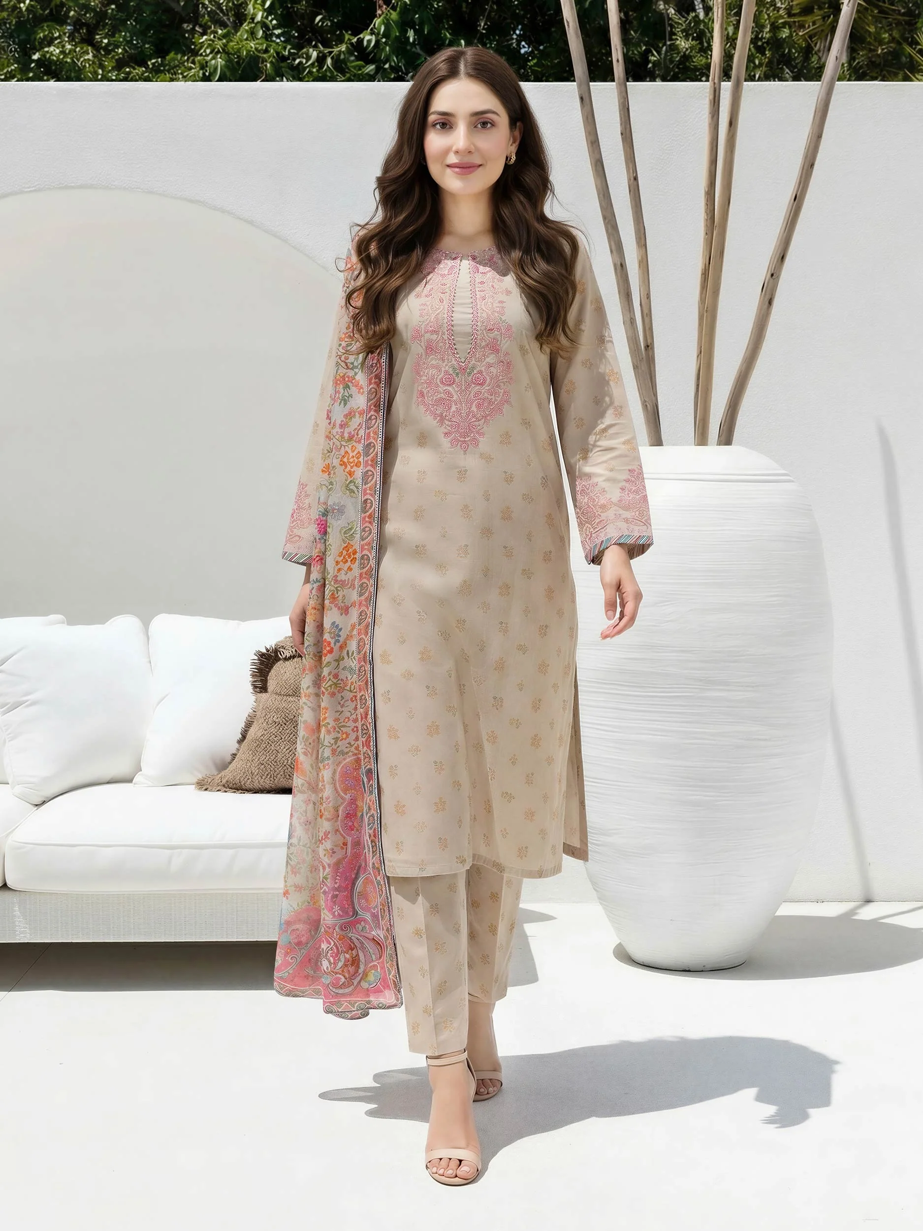 3 Piece Lawn Suit- Embroidered (Unstitched) - Image 2
