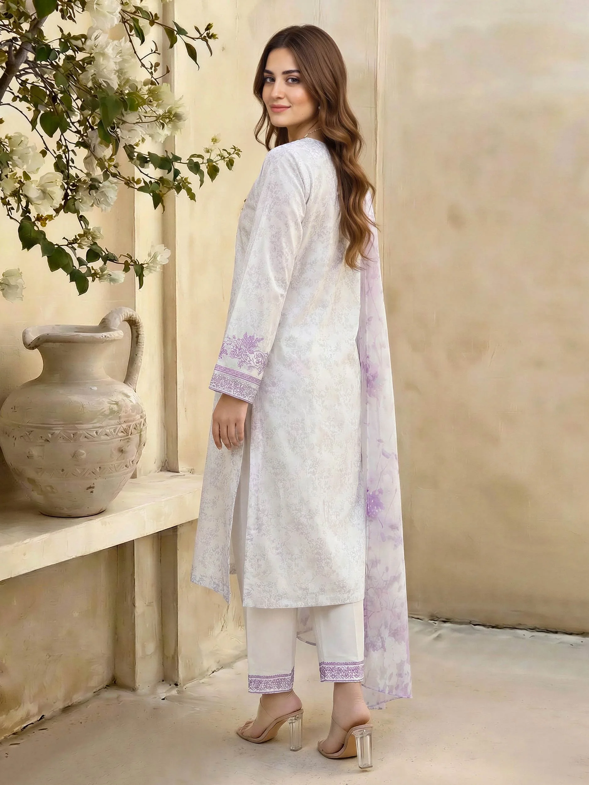 3 Piece Lawn Suit- Embroidered (Unstitched) - Image 3