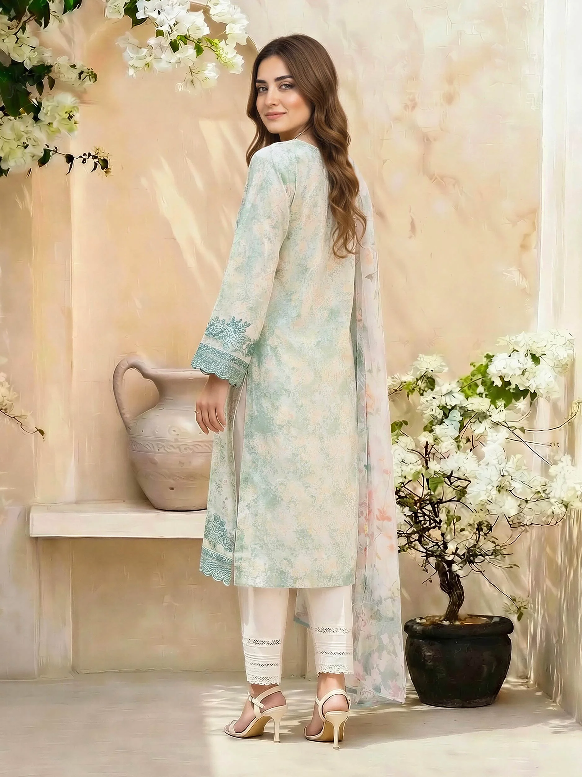 3 Piece Lawn Suit- Embroidered (Unstitched) - Image 3
