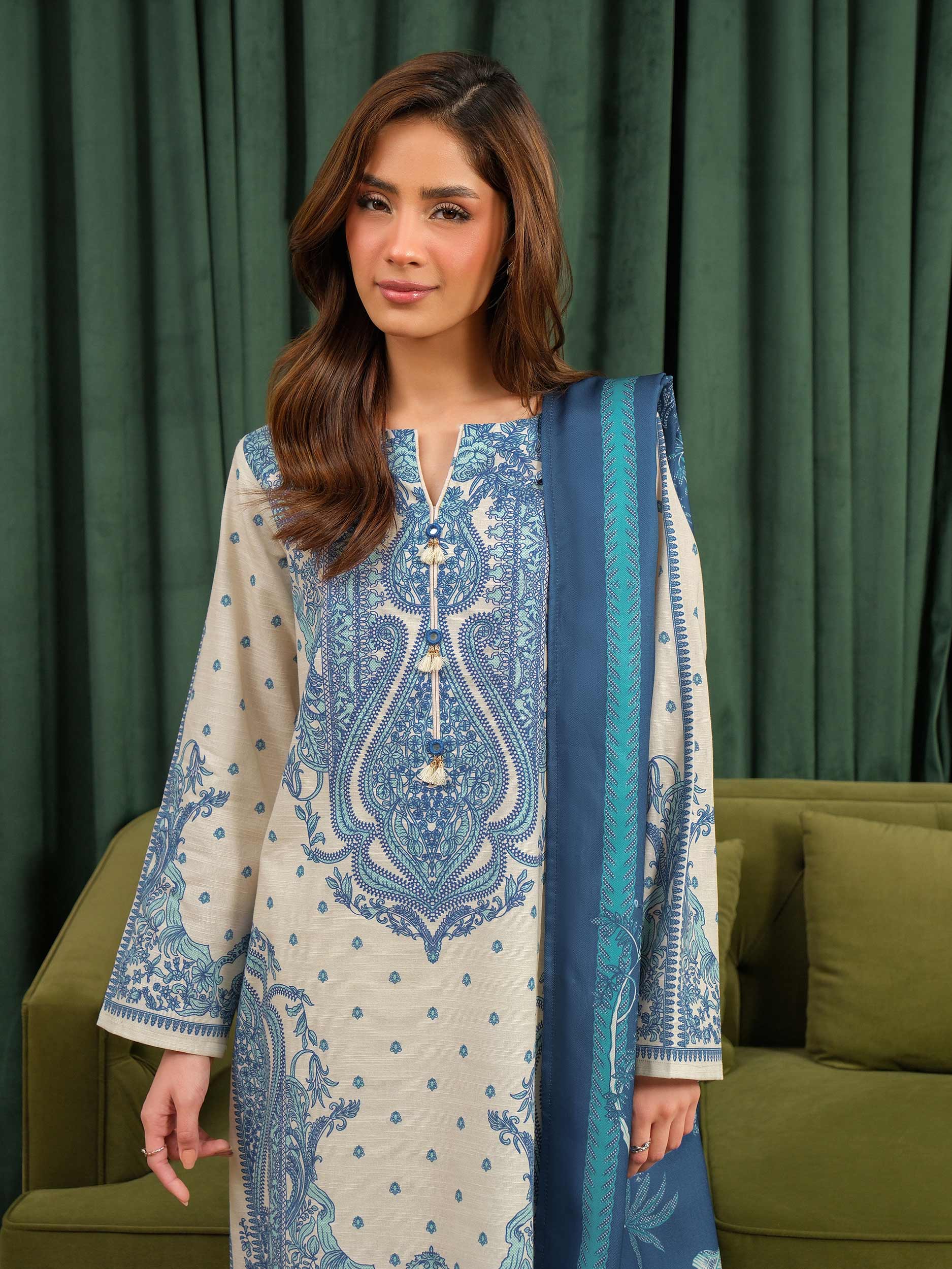 2 Piece Khaddar Suit-Printed (Unstitched) - Image 2