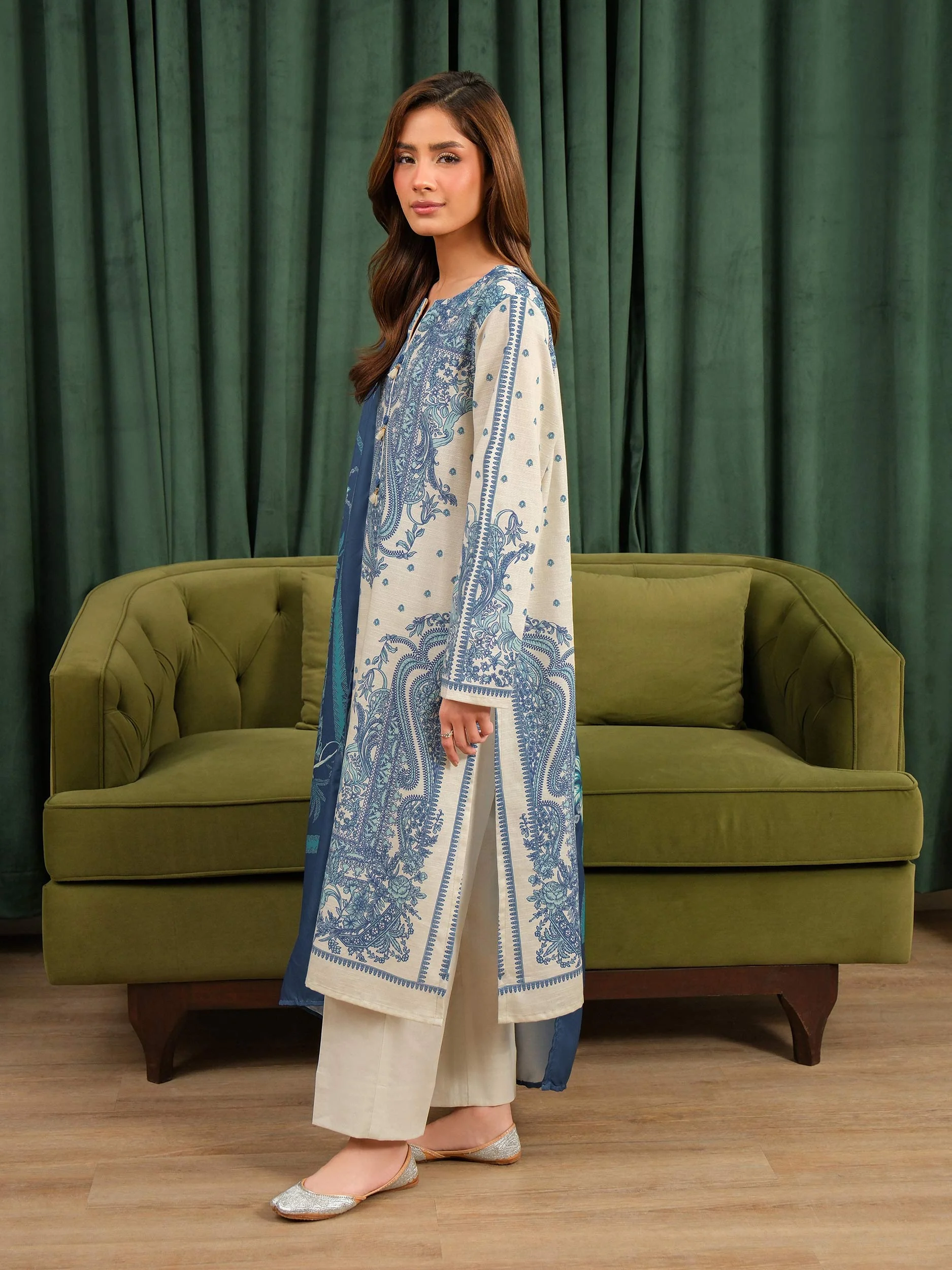 2 Piece Khaddar Suit-Printed (Unstitched) - Image 3