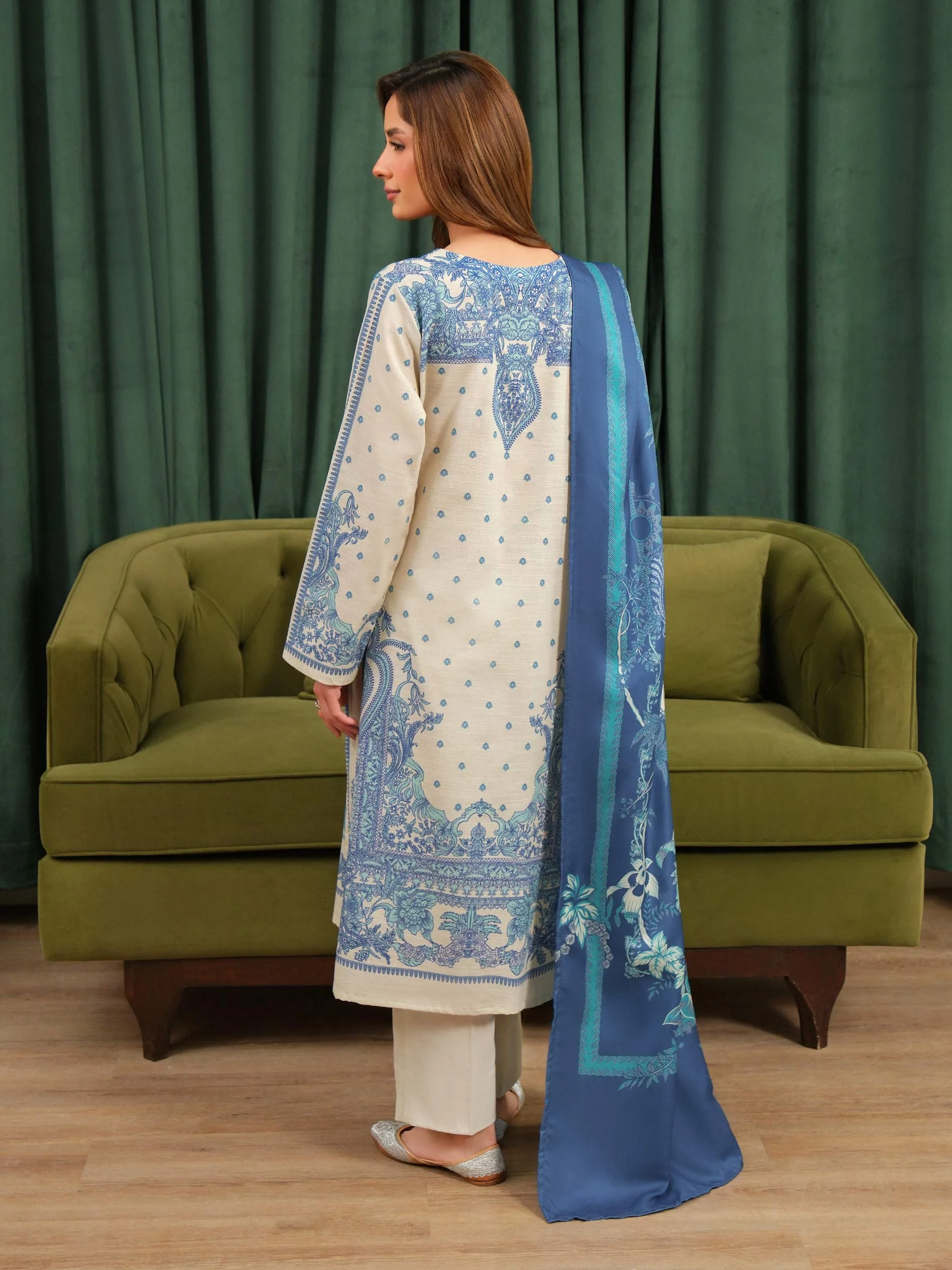 2 Piece Khaddar Suit-Printed (Unstitched) - Image 4