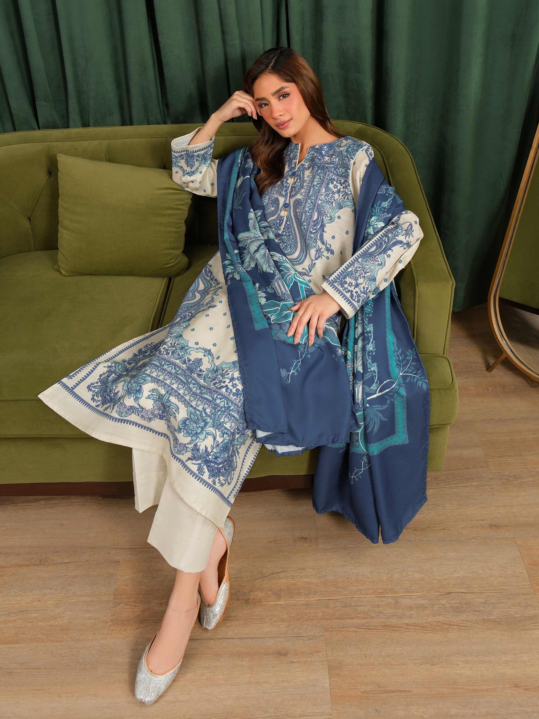 2 Piece Khaddar Suit-Printed (Unstitched) - Image 6