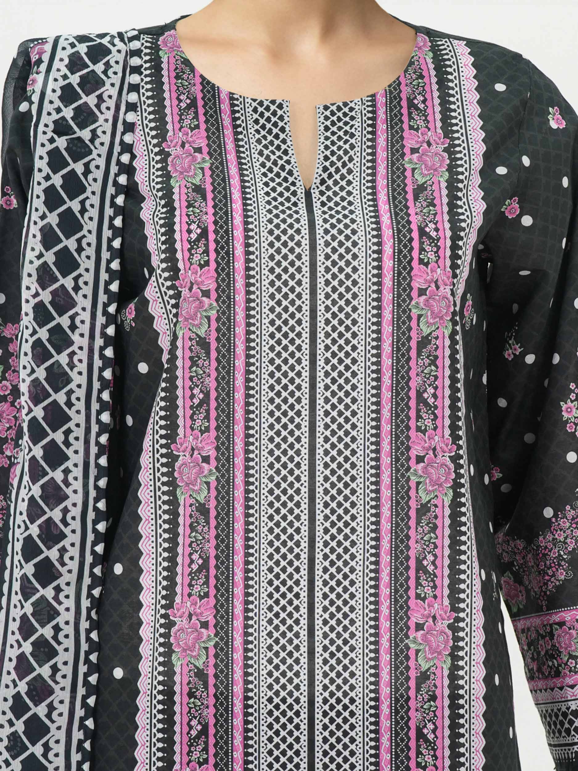 3 Piece Lawn Suit- Printed (Unstitched) - Image 4