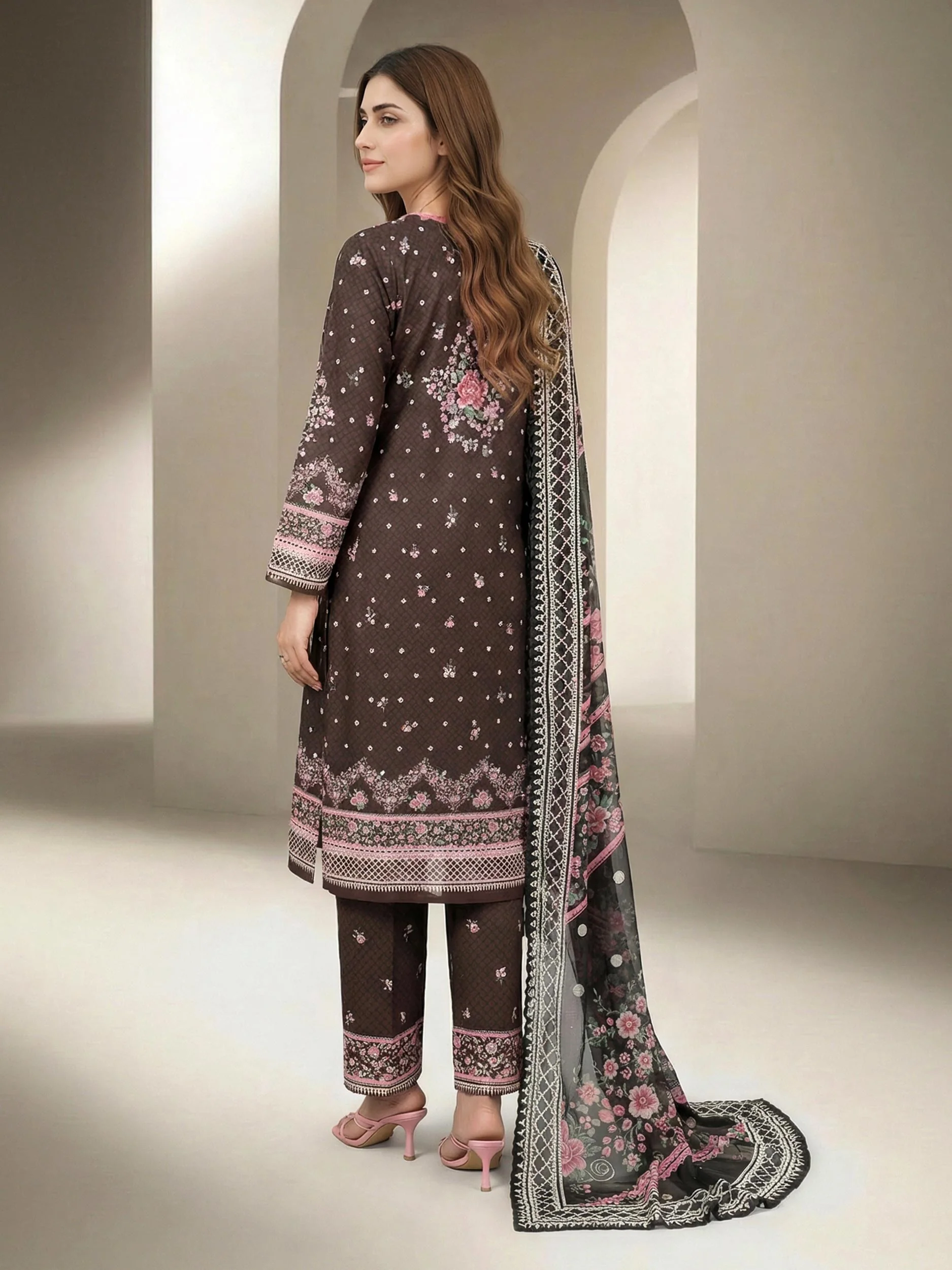 3 Piece Lawn Suit- Printed (Unstitched) - Image 3