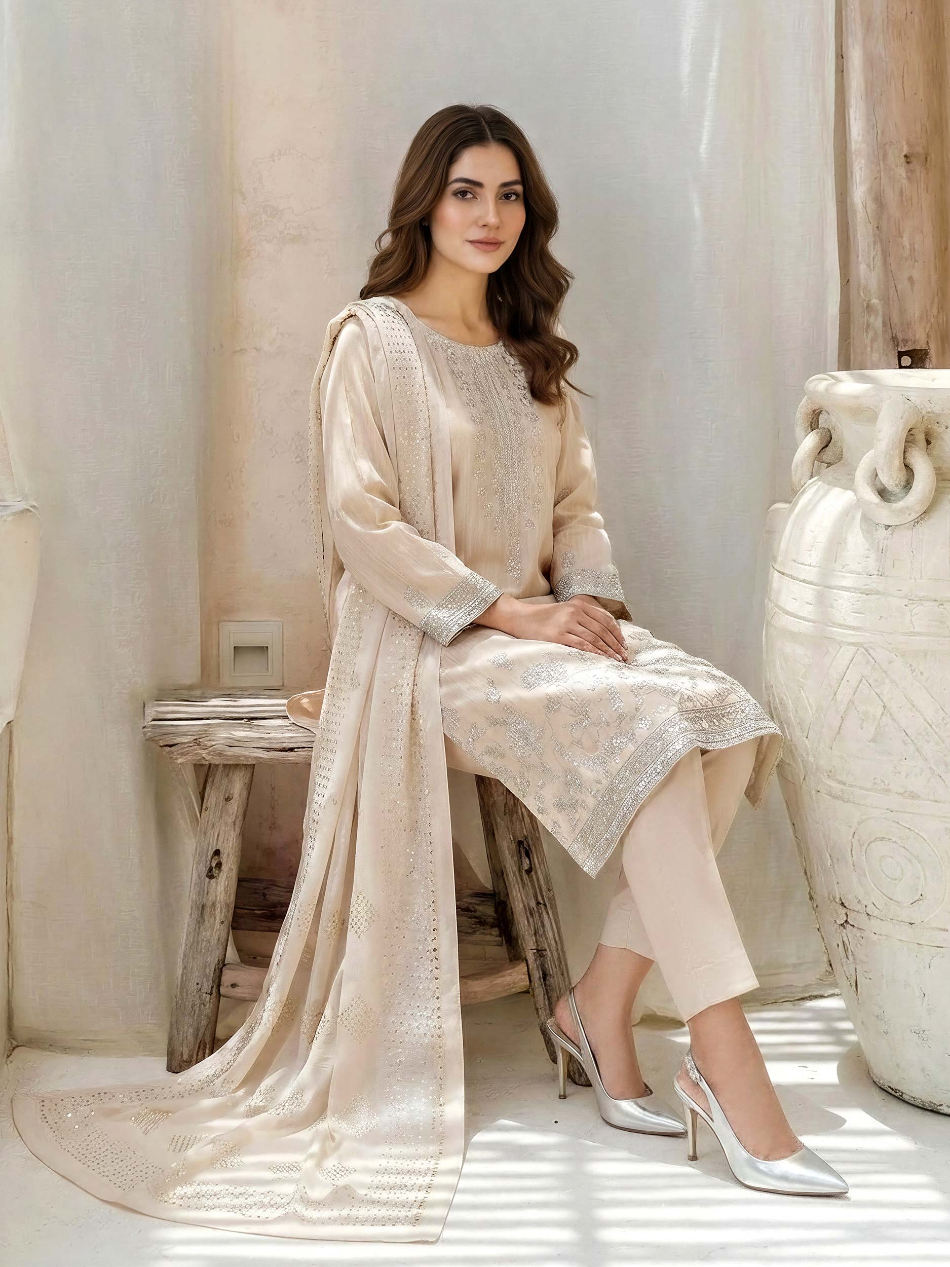 3 Piece Lawn Massouri Suit-Embroidered (Unstitched) - Image 3