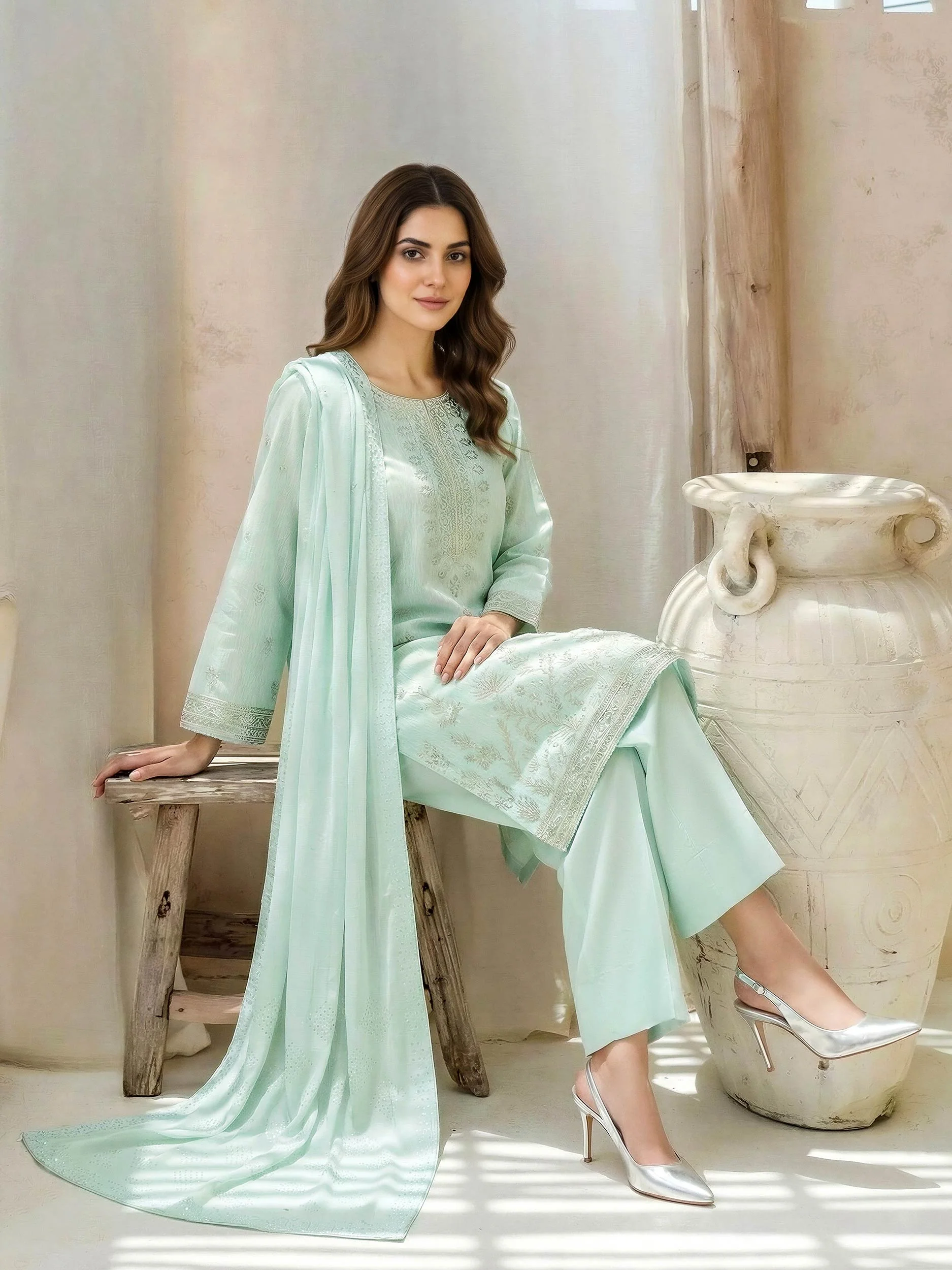 3 Piece Lawn Massouri Suit-Embroidered (Unstitched) - Image 3