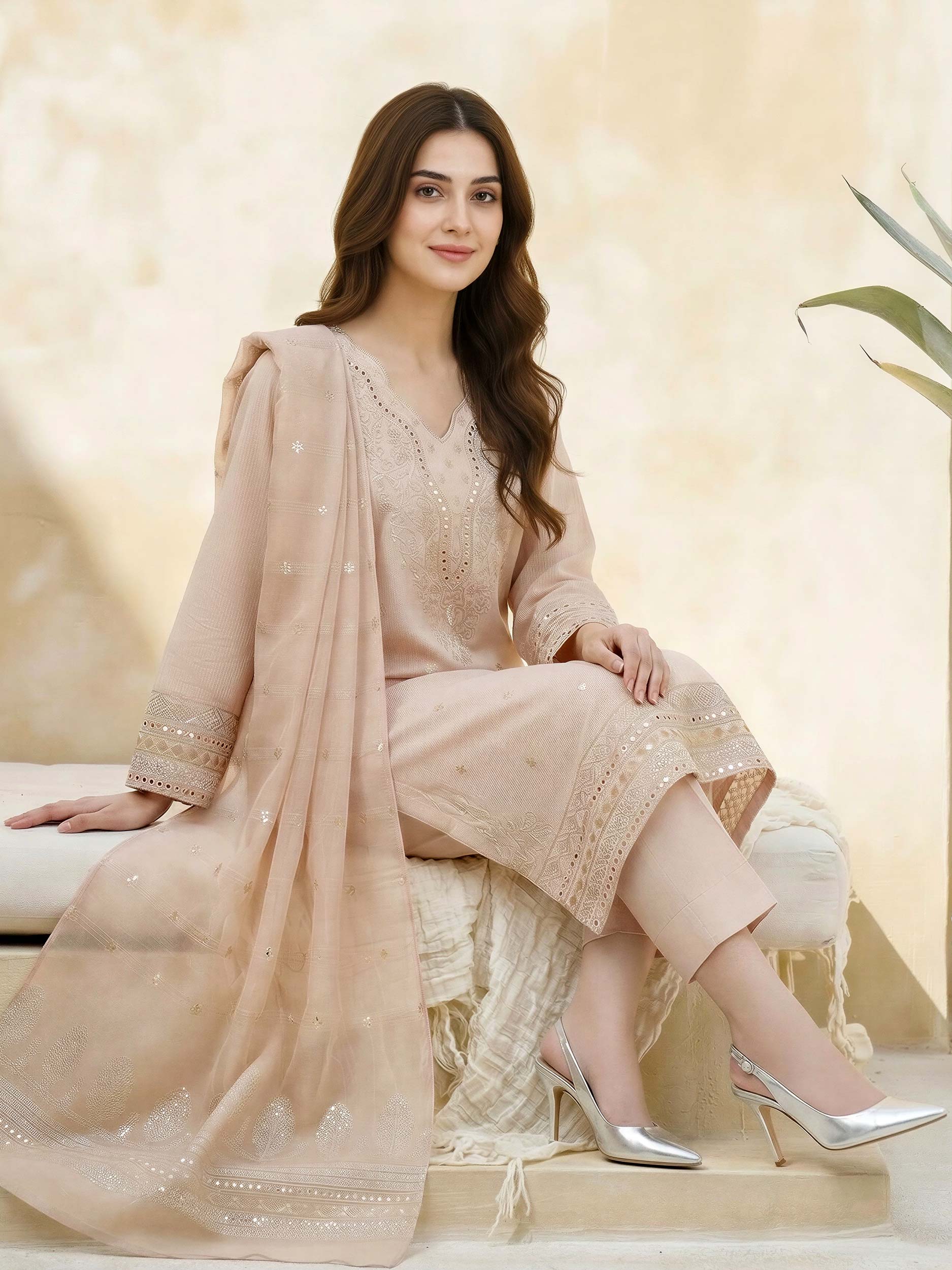 3 Piece Lawn Massouri Suit-Embroidered (Unstitched) - Image 3
