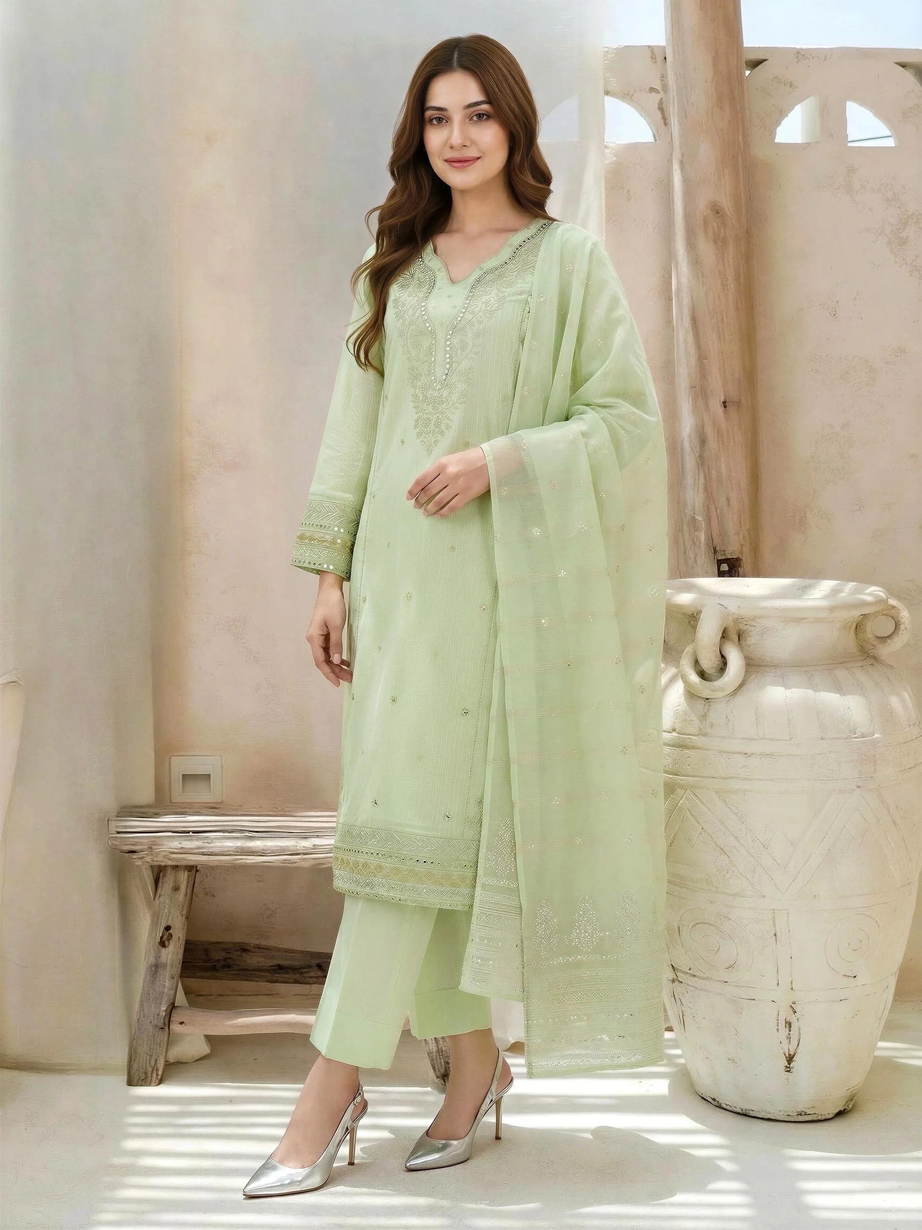 3 Piece Lawn Massouri Suit-Embroidered (Unstitched) - Image 2