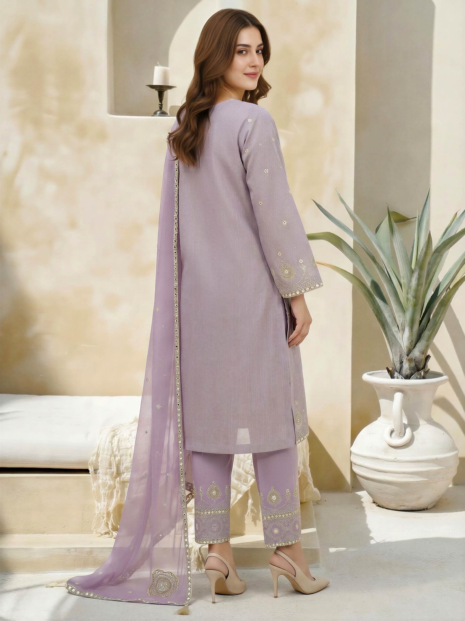 3 Piece Lawn Massouri Suit-Embroidered (Unstitched) - Image 2