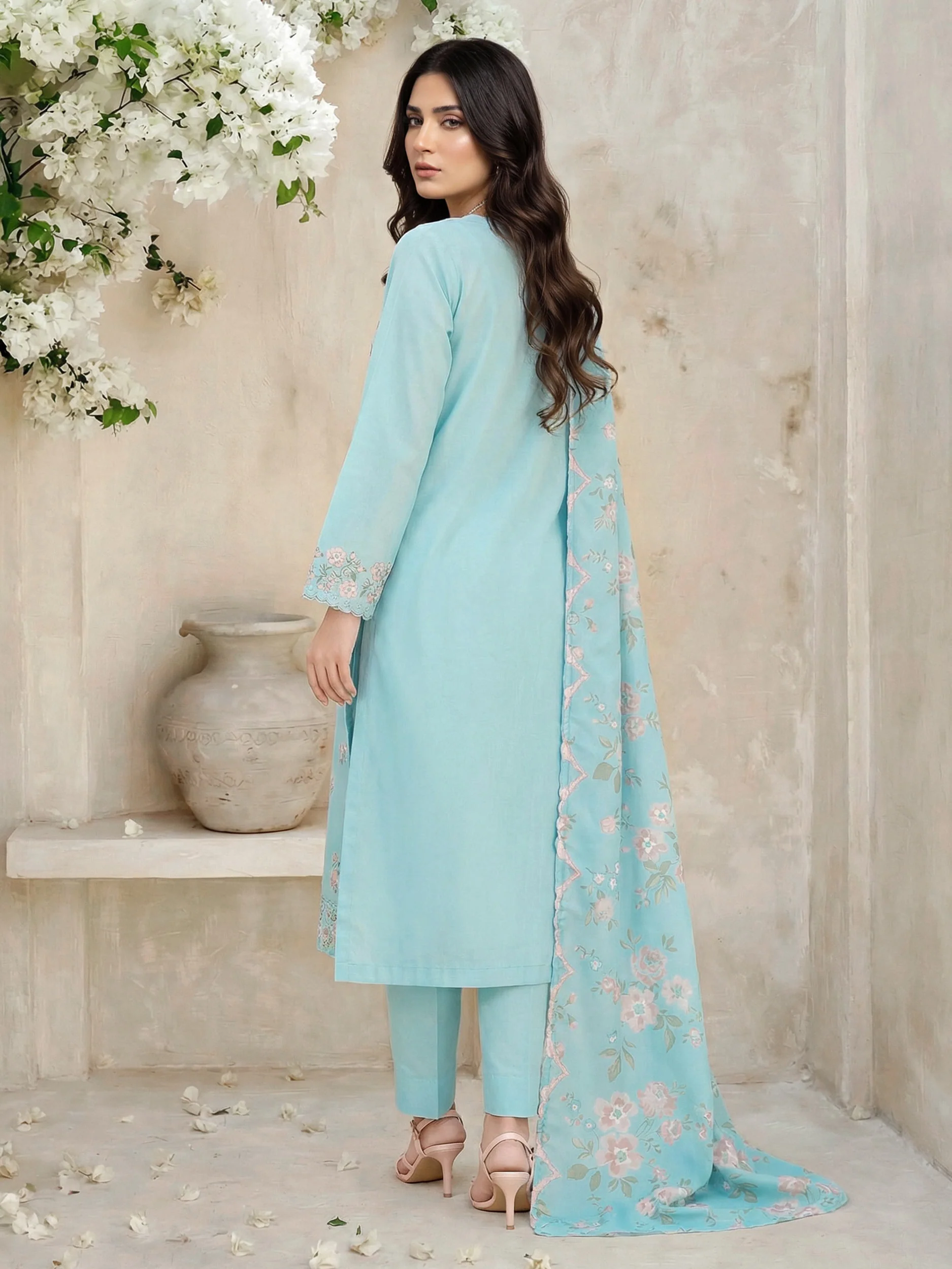 3 Piece Cambric Suit- Embroidered (Unstitched) - Image 3