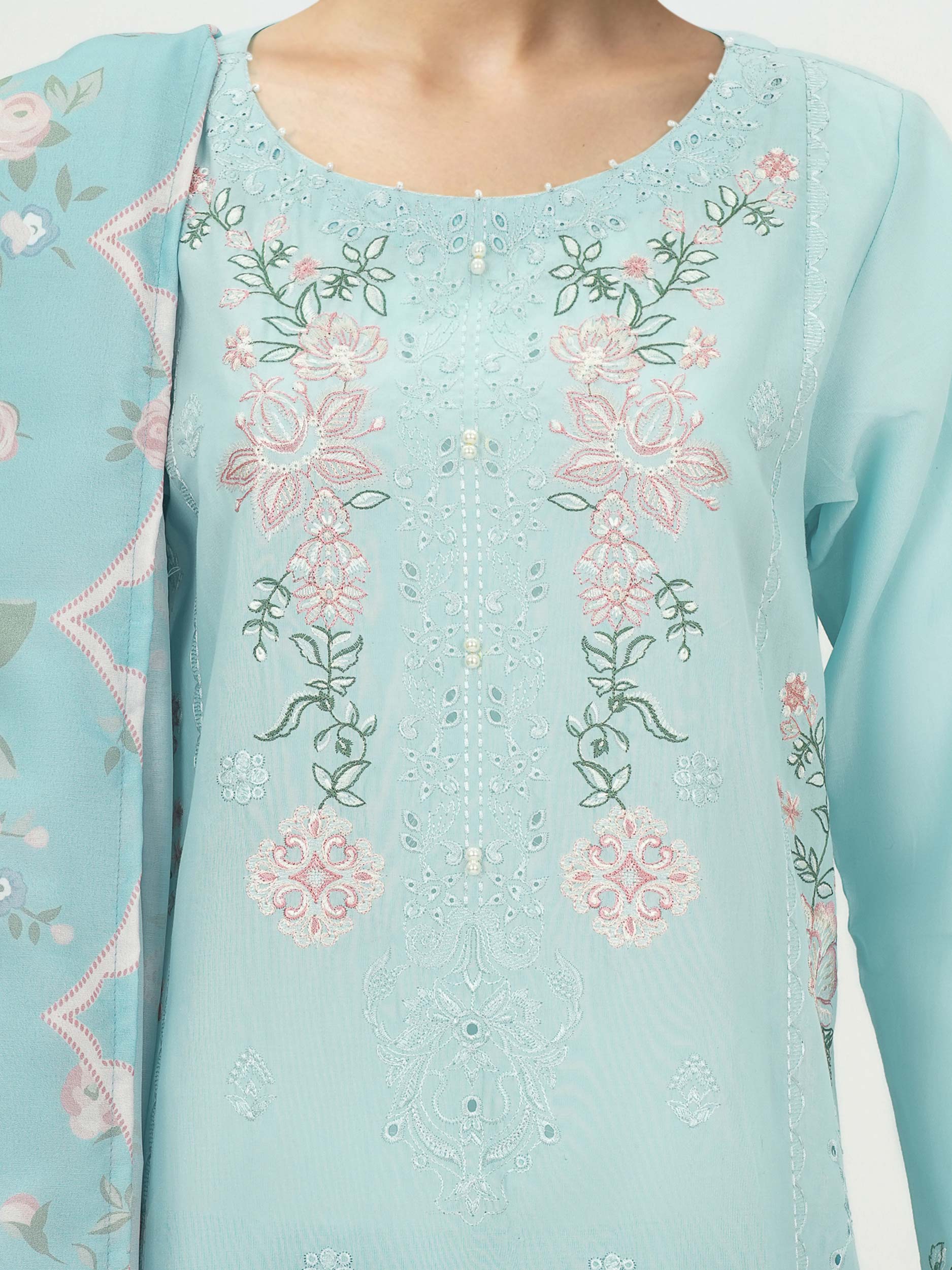 3 Piece Cambric Suit- Embroidered (Unstitched) - Image 4