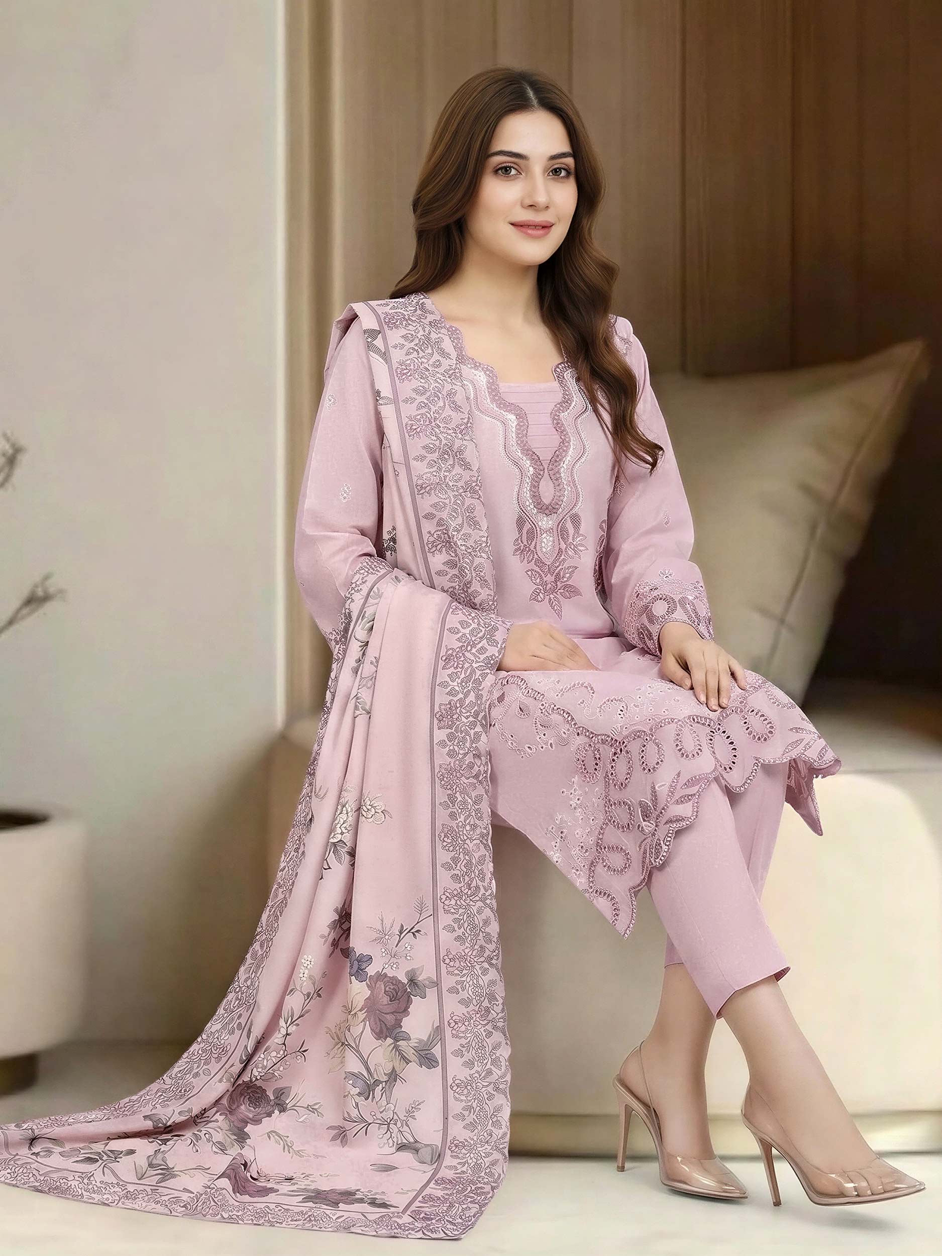 3 Piece Lawn Suit-Embroidered (Unstitched) - Image 3