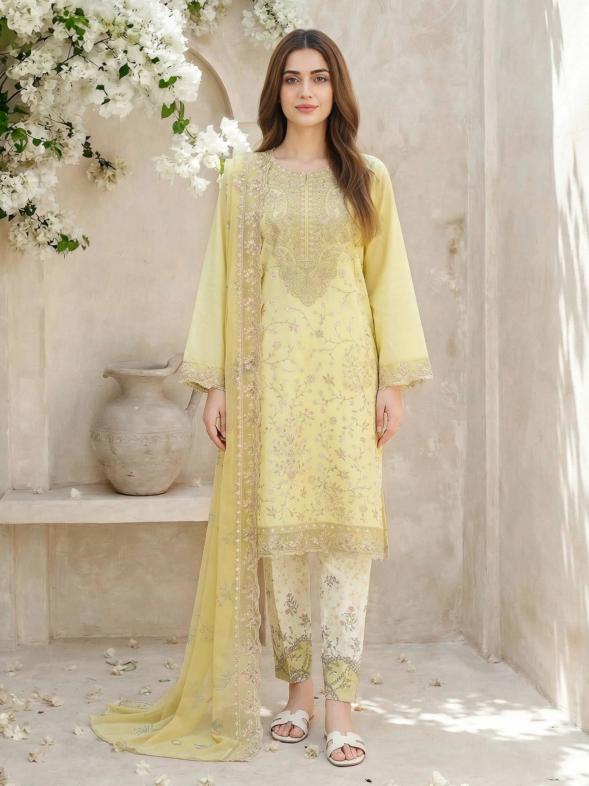 3 Piece Lawn Suit- Embroidered (Unstitched) - Image 2