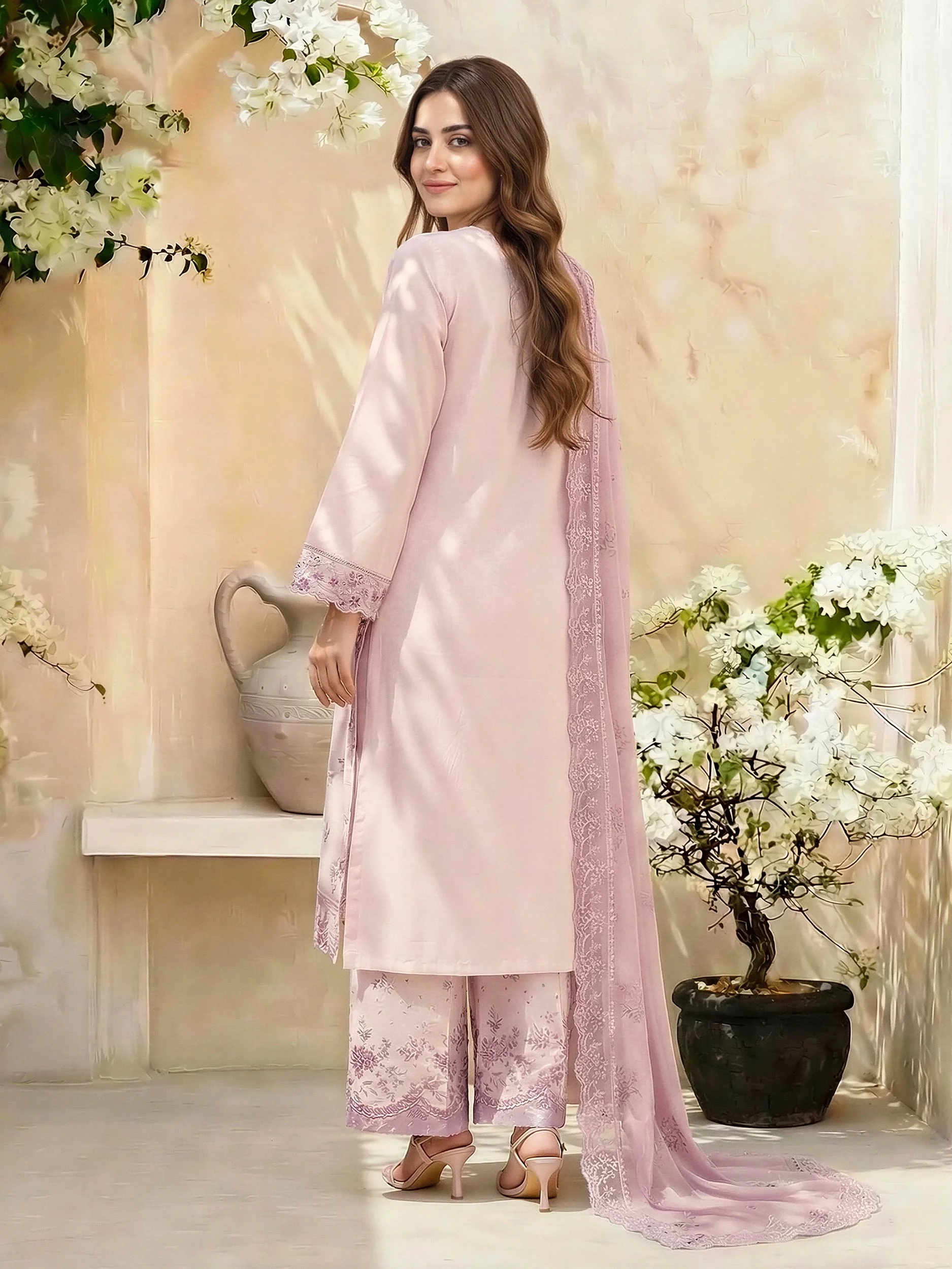 3 Piece Lawn Suit- Embroidered (Unstitched) - Image 3
