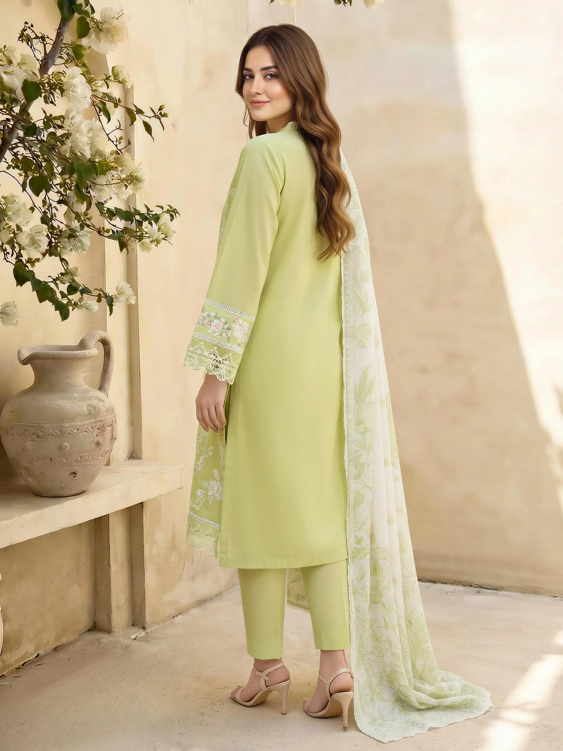 3 Piece Cambric Suit-Embroidered (Unstitched) - Image 3