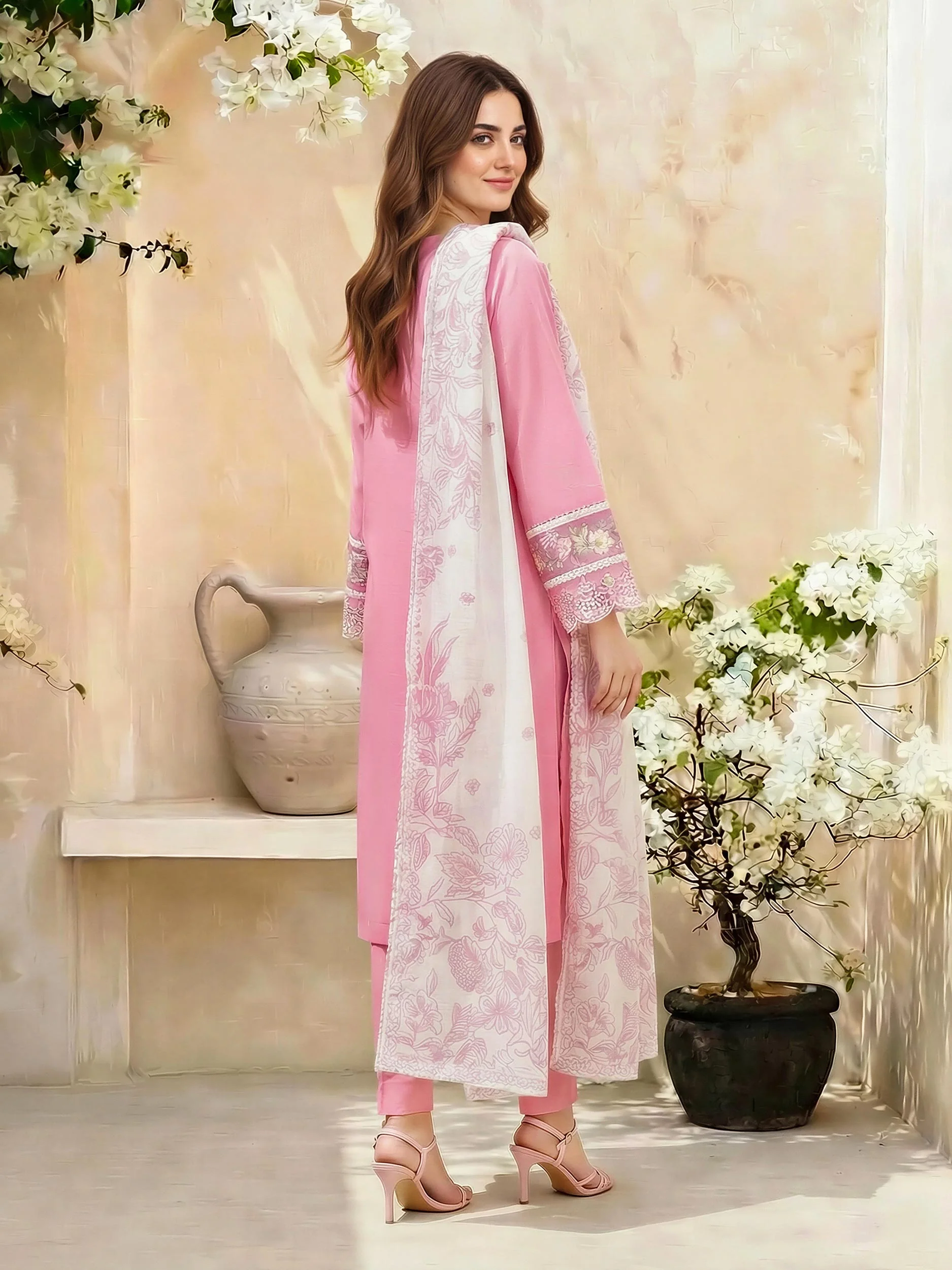 3 Piece Cambric Suit-Embroidered (Unstitched) - Image 3