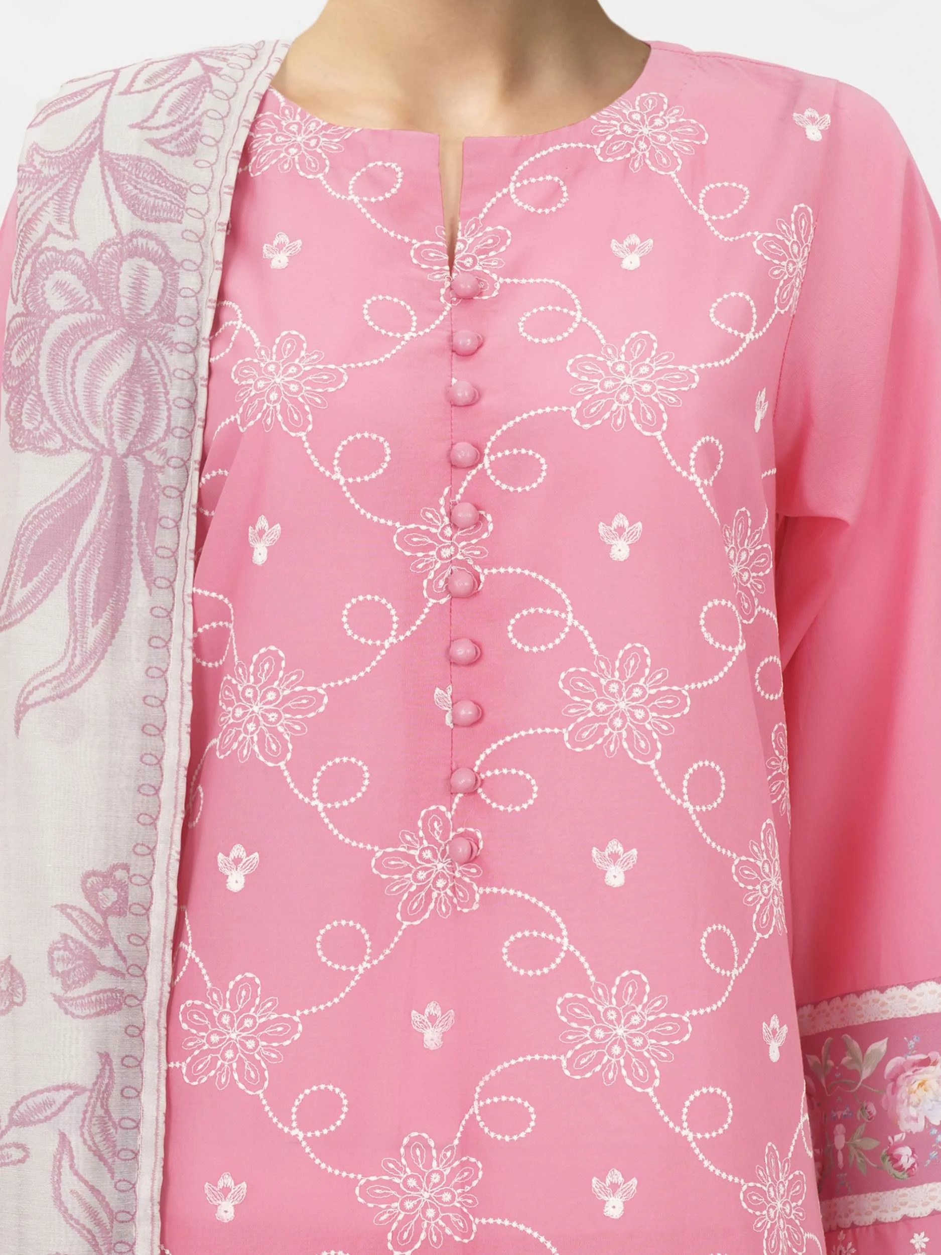 3 Piece Cambric Suit-Embroidered (Unstitched) - Image 4
