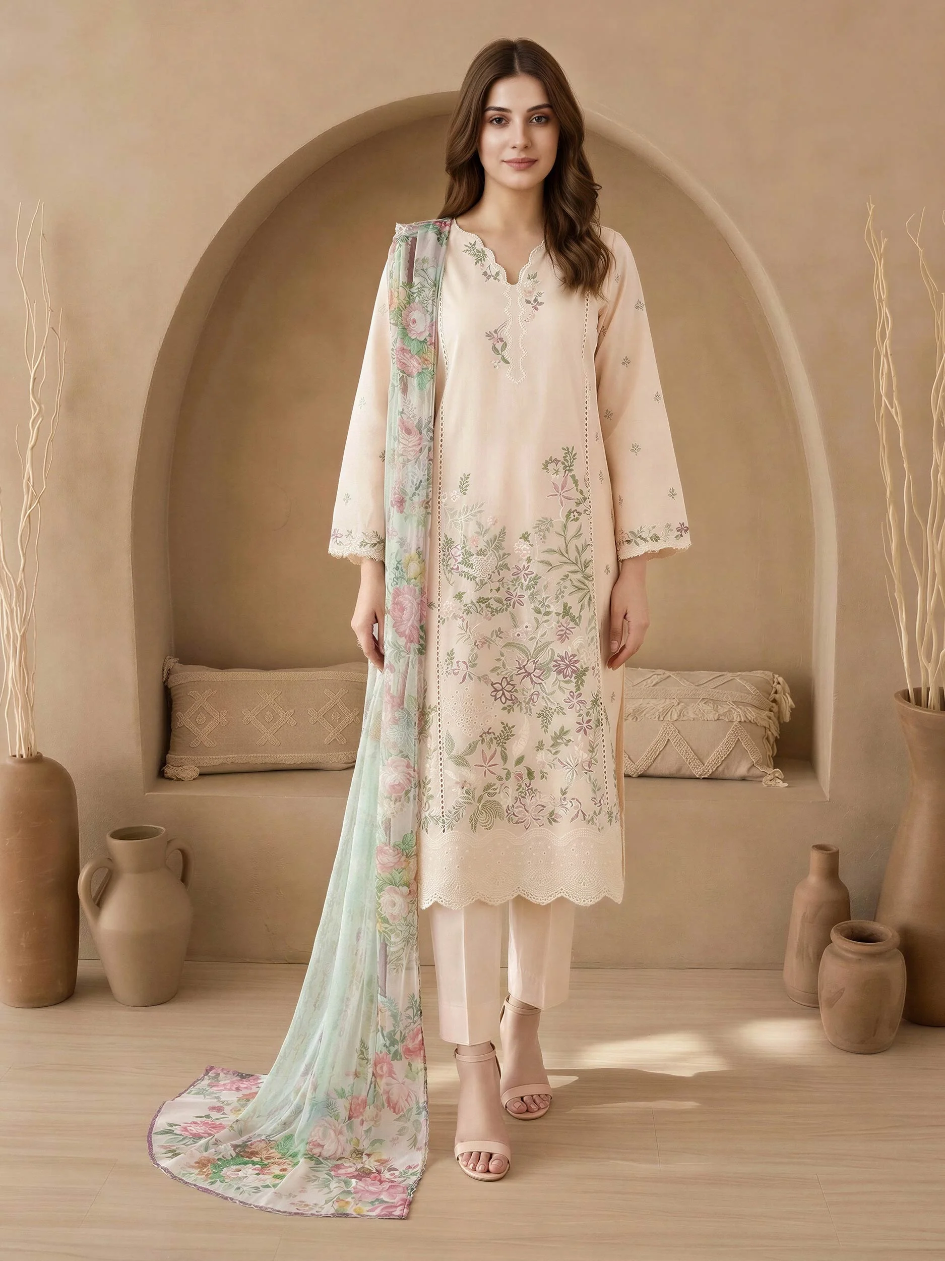 3 Piece Lawn Suit-Embroidered (Unstitched) - Image 2