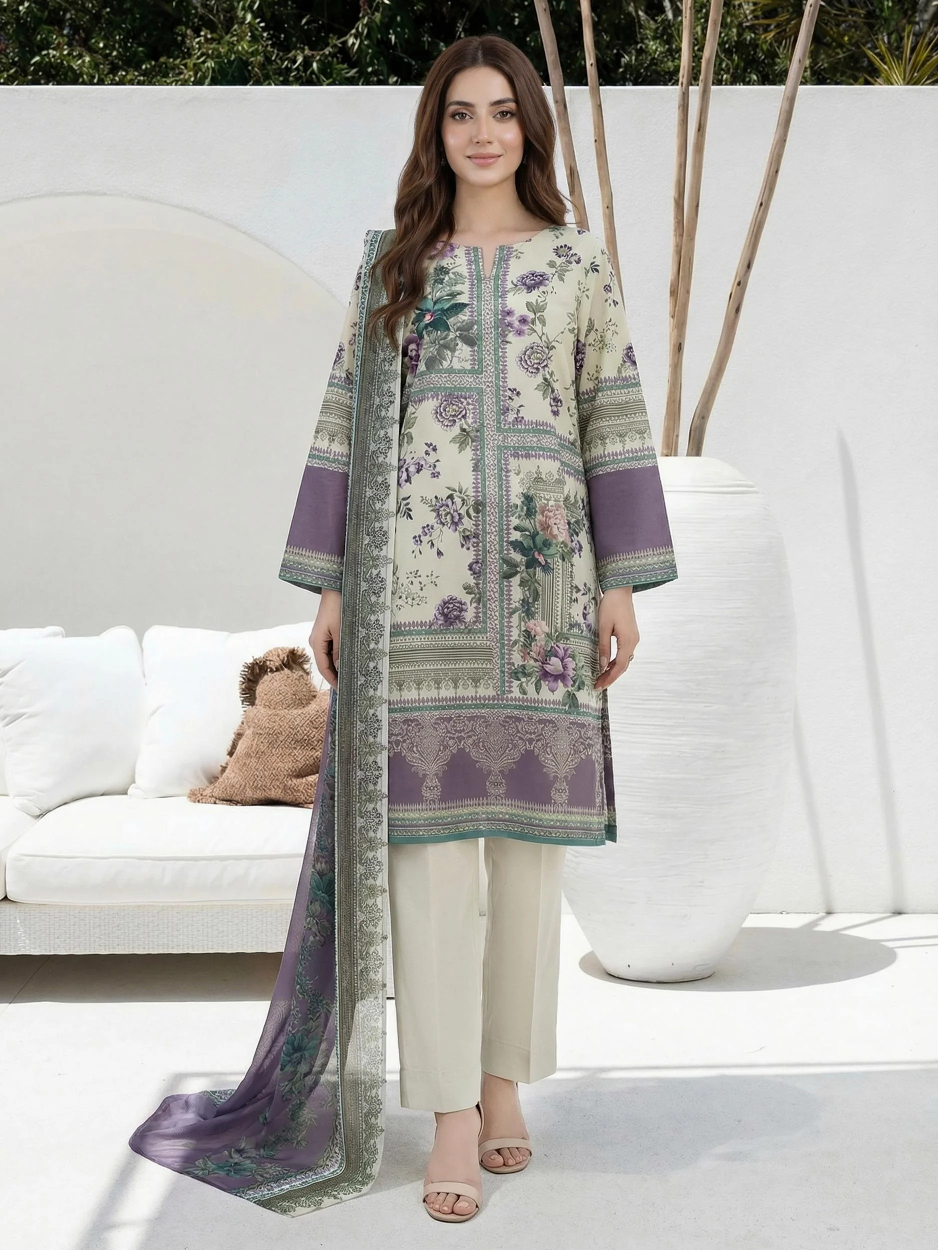 3 Piece Lawn Suit (Unstitched) - Image 2