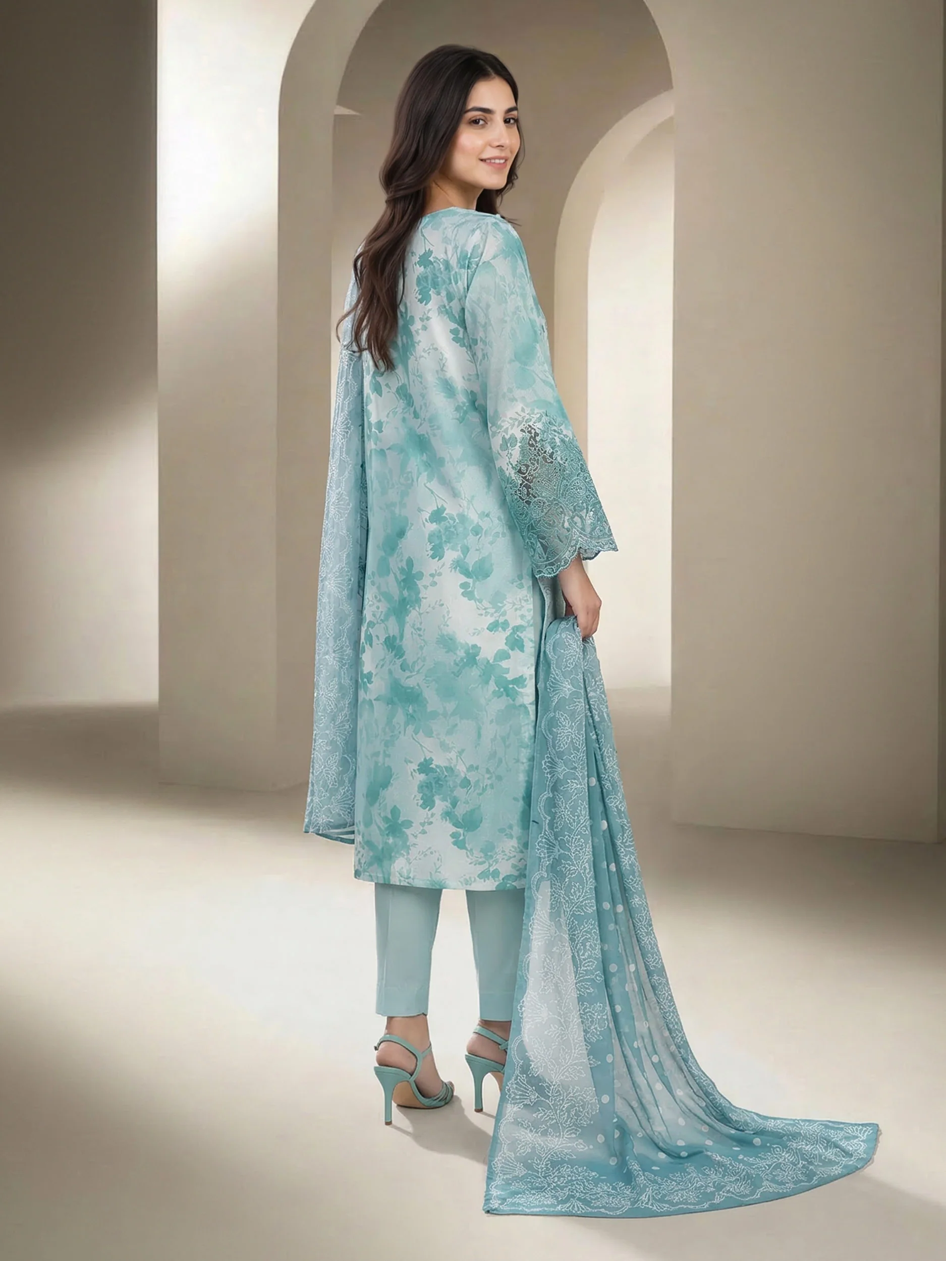3 Piece Lawn Suit- Embroidered (Unstitched) - Image 3