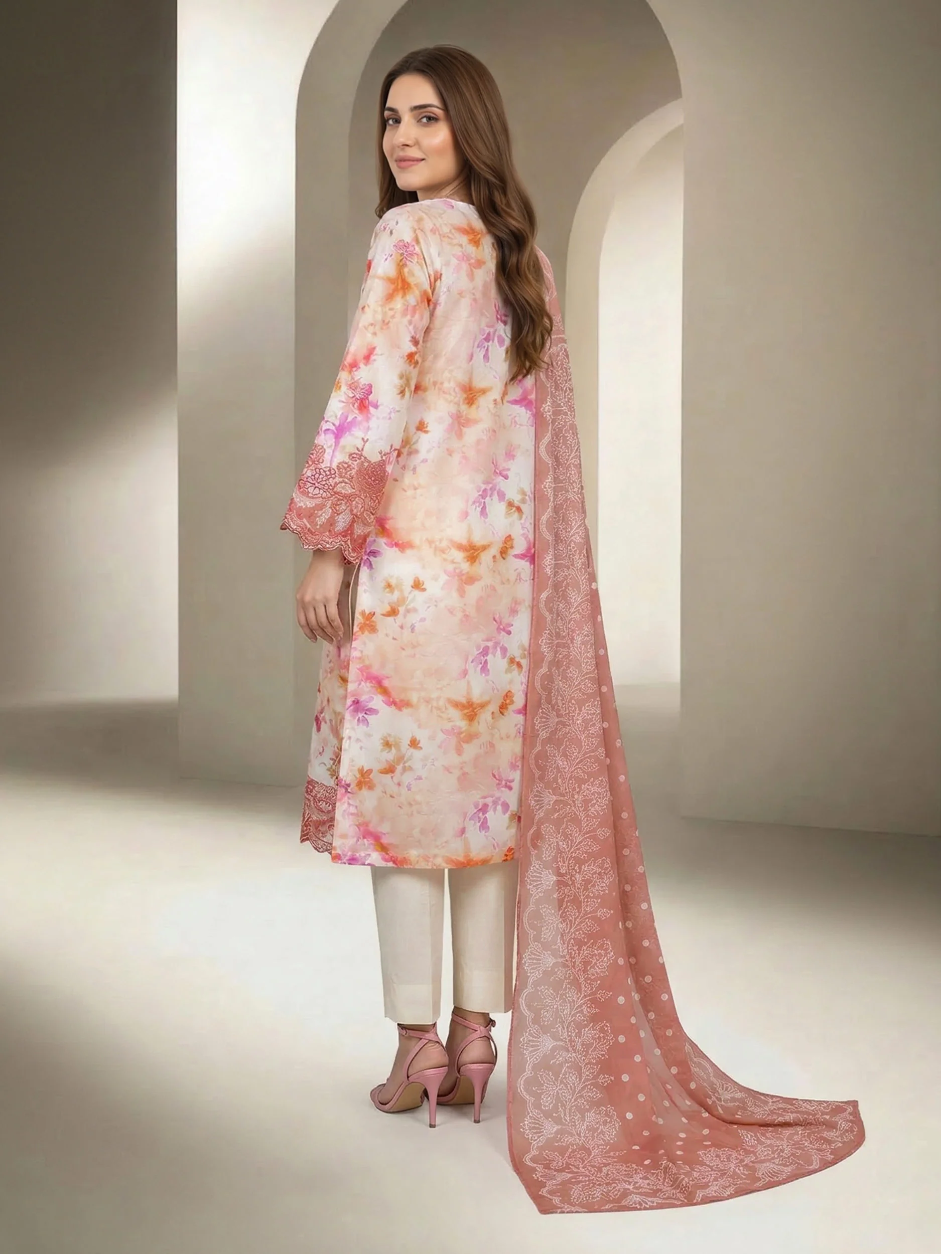 3 Piece Lawn Suit- Embroidered (Unstitched) - Image 3
