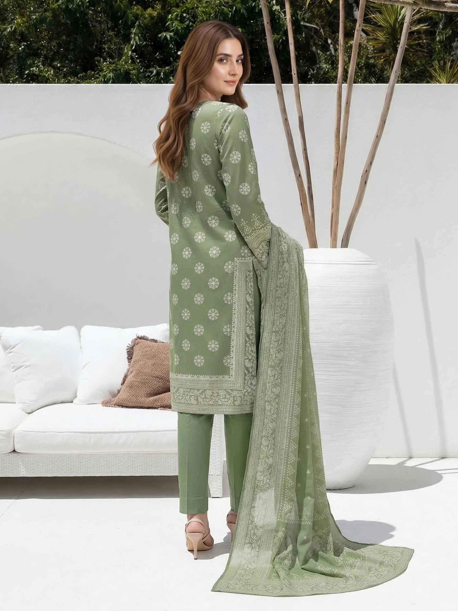 3 Piece Lawn Paste Suit (Unstitched) - Image 3