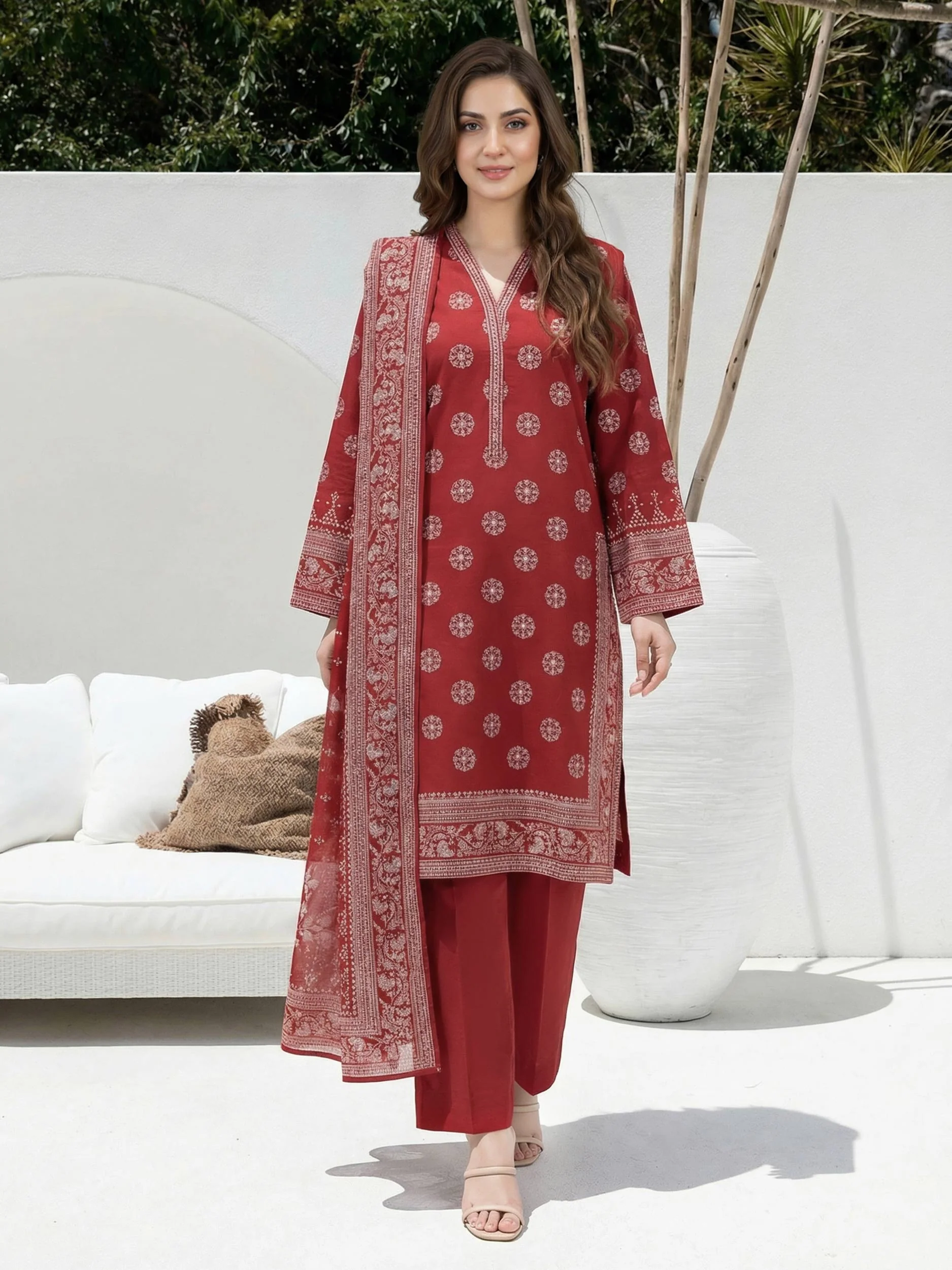 3 Piece Lawn Paste Suit (Unstitched) - Image 3