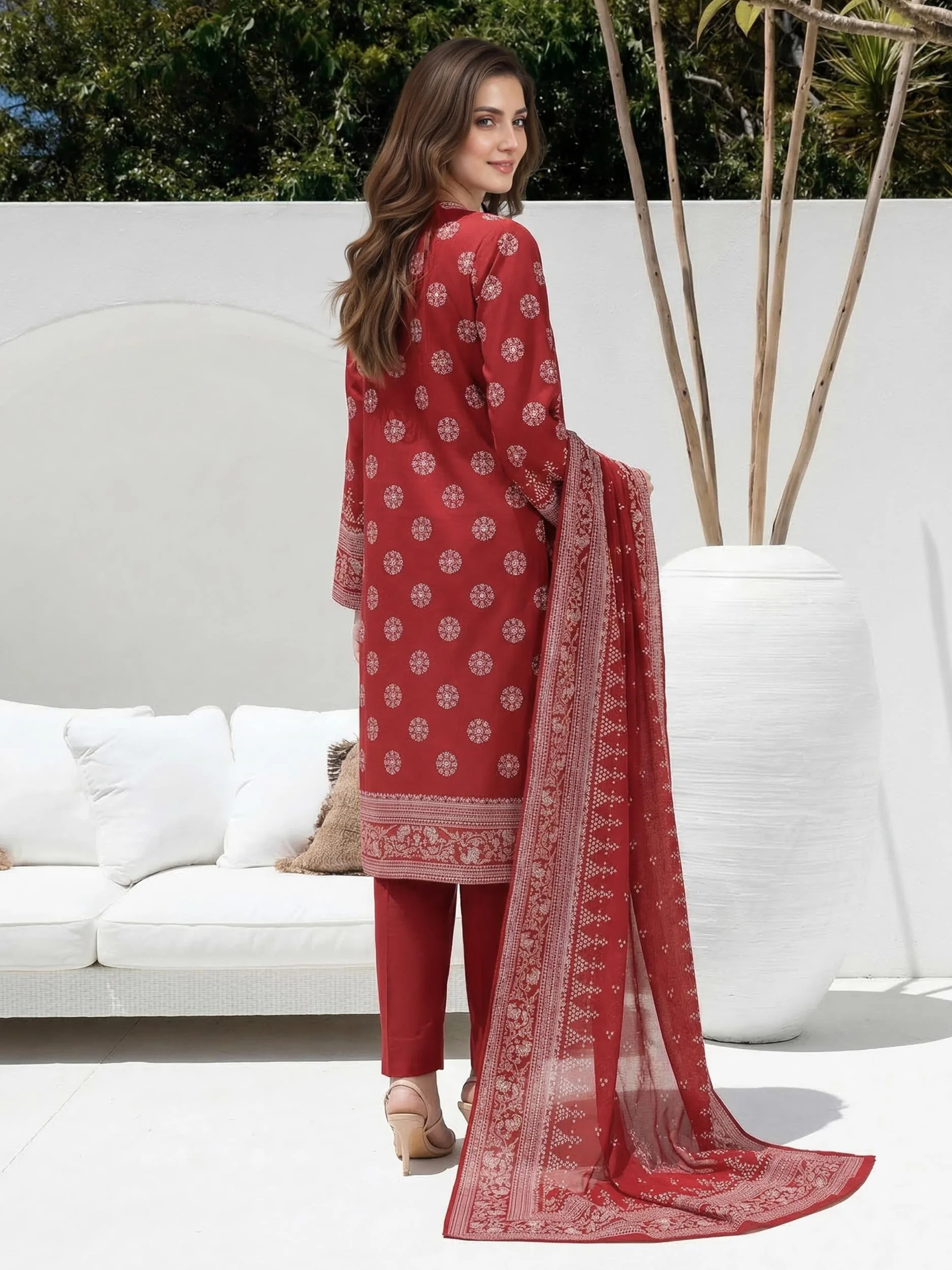 3 Piece Lawn Paste Suit (Unstitched) - Image 4