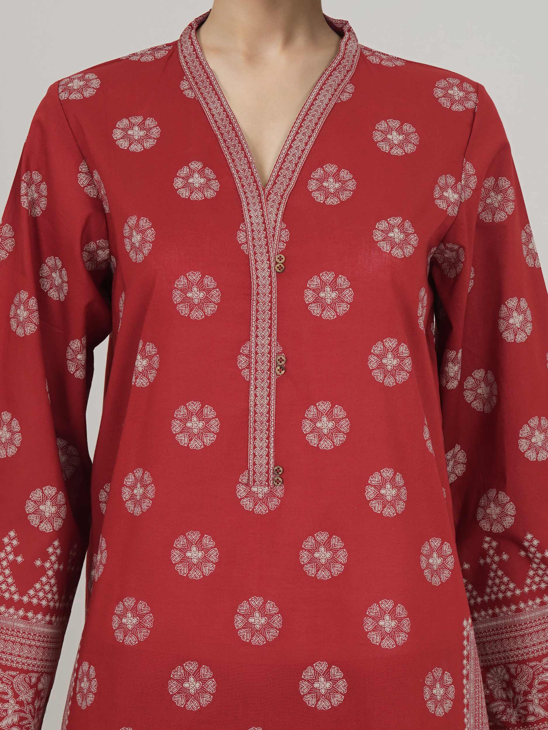 3 Piece Lawn Paste Suit (Unstitched) - Image 5