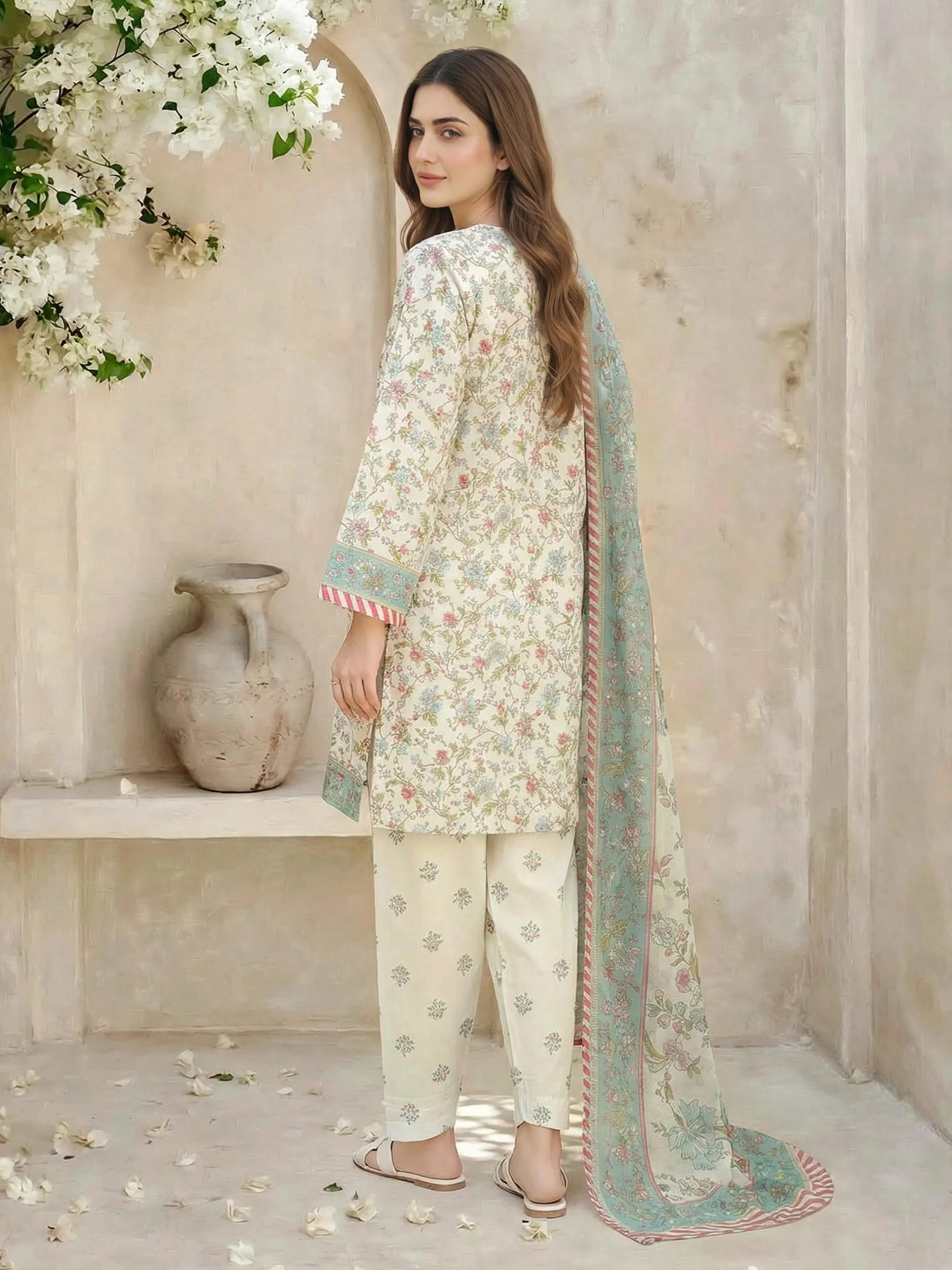 3 Piece Lawn Suit- Printed (Unstitched) - Image 3