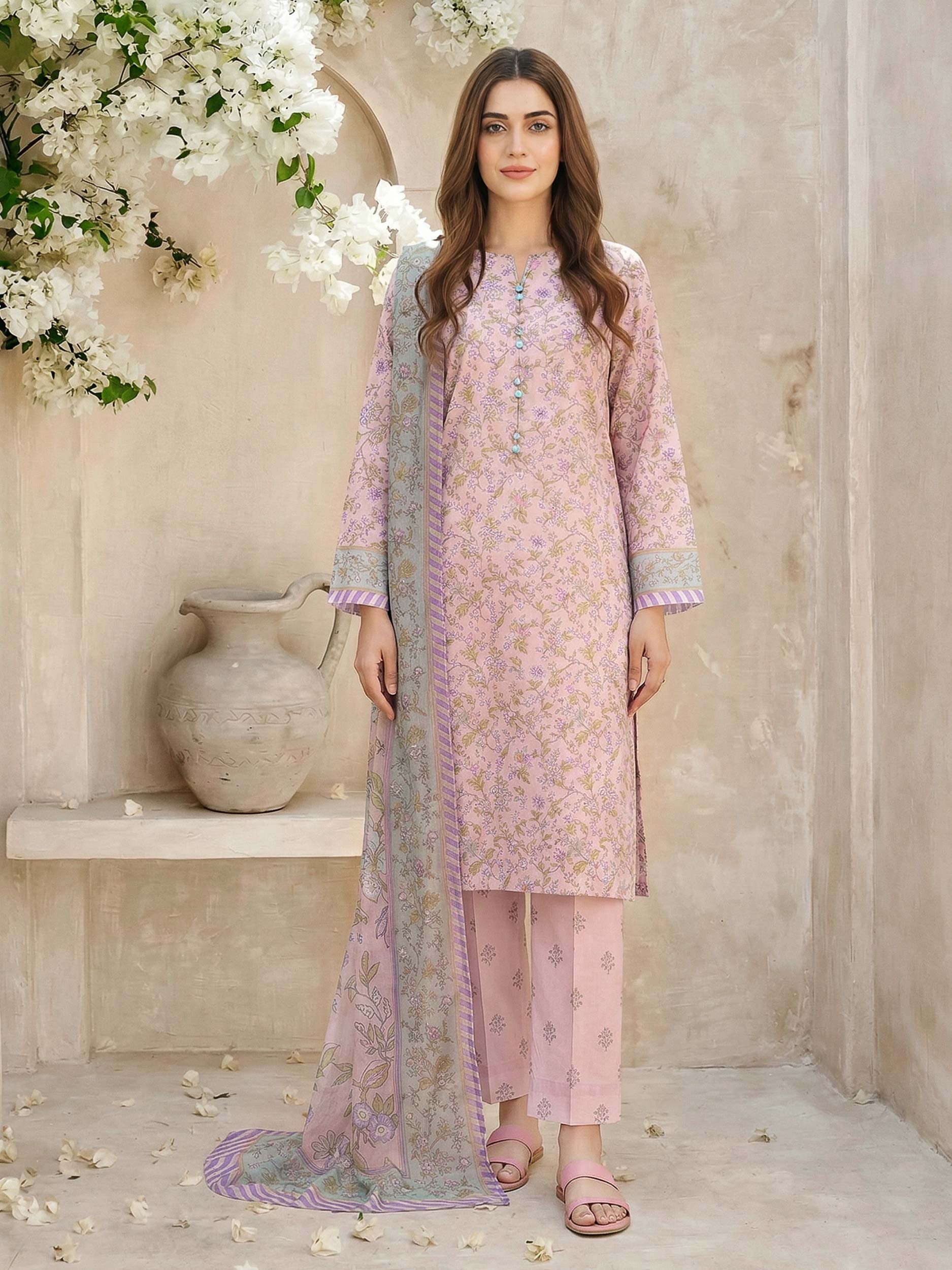 3 Piece Lawn Suit- Printed (Unstitched) - Image 2