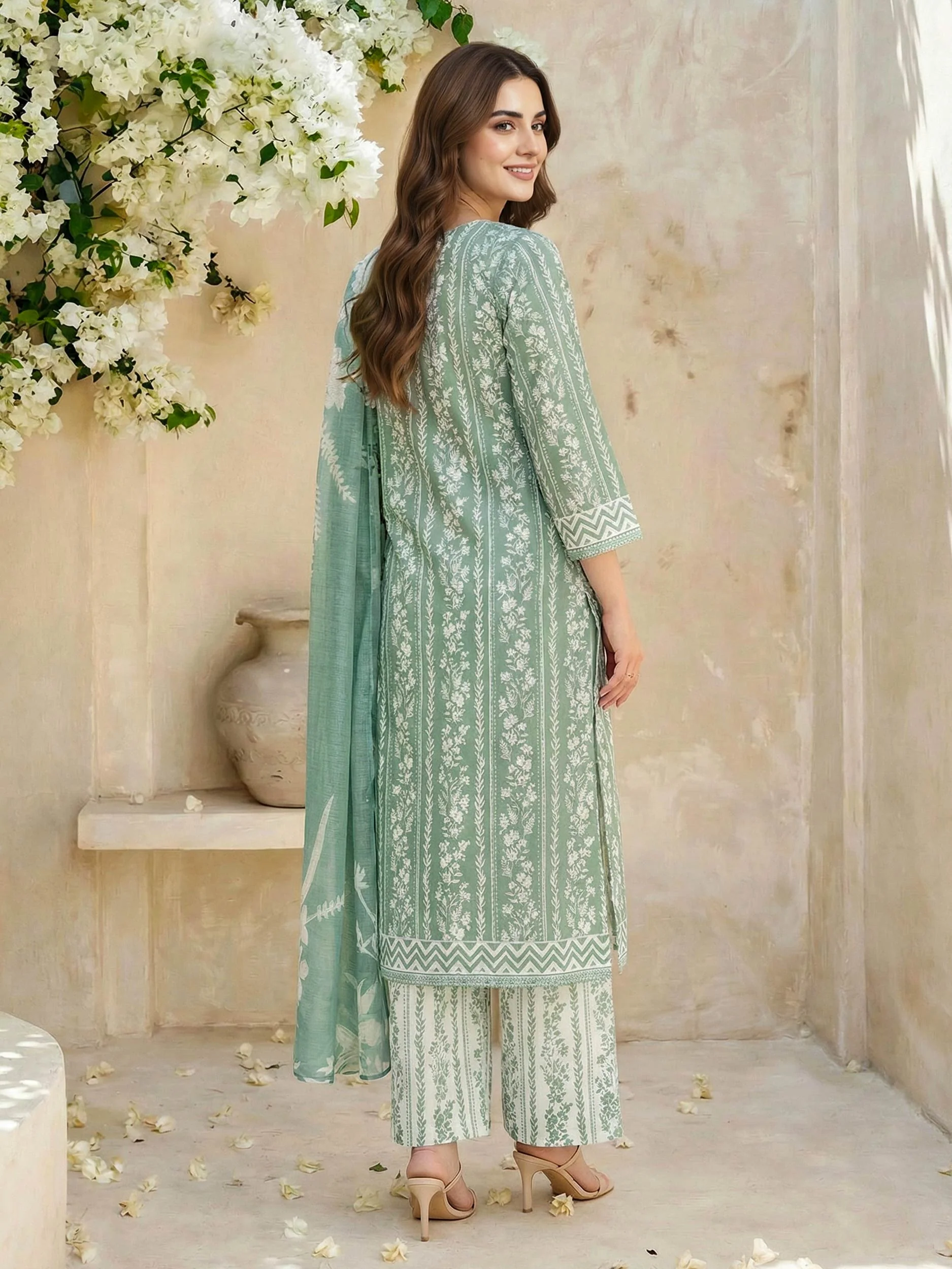 3 Piece Lawn Suit- Printed (Unstitched) - Image 3