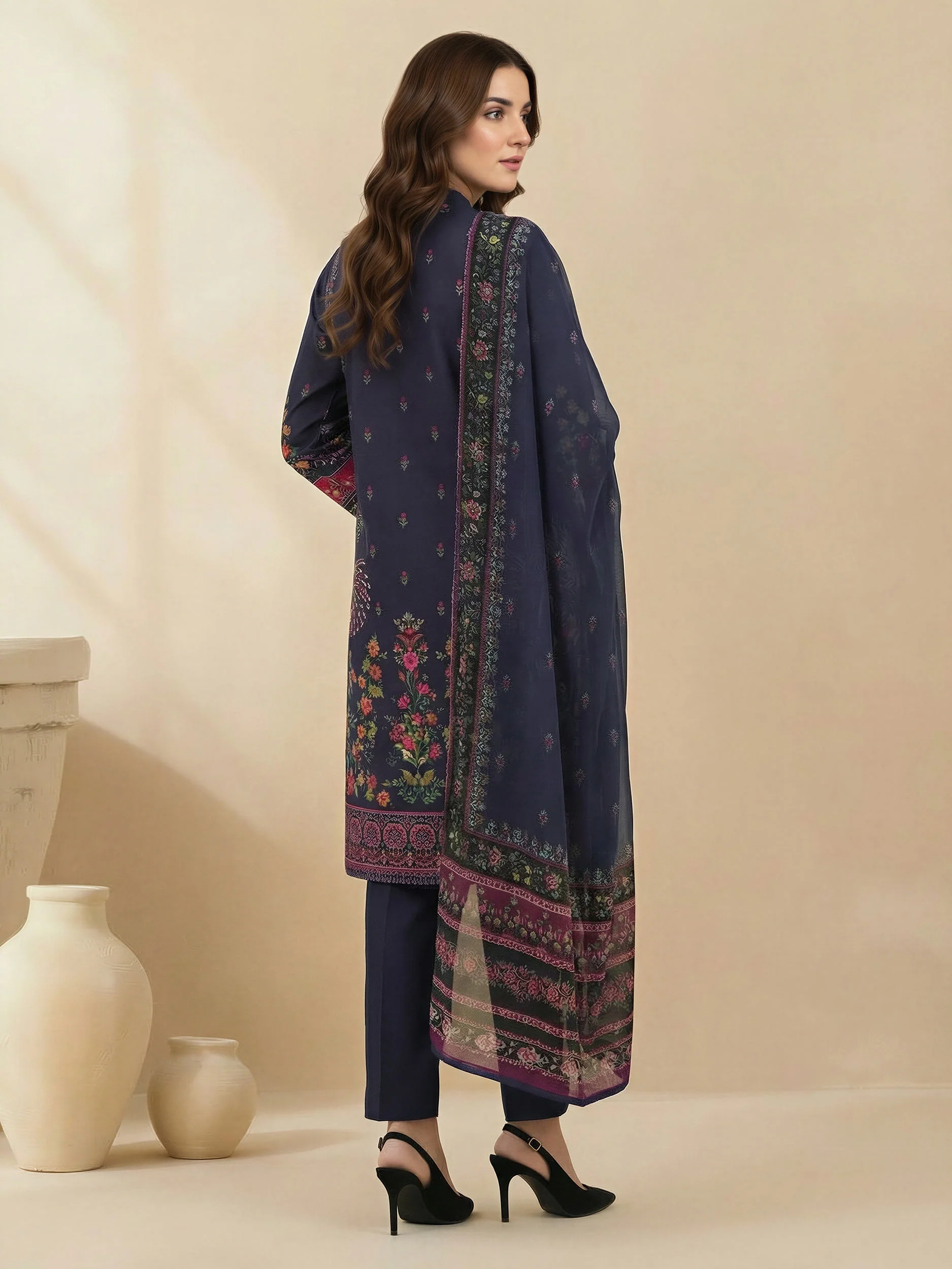 3 Piece Lawn Suit -Printed (Unstitched) - Image 3