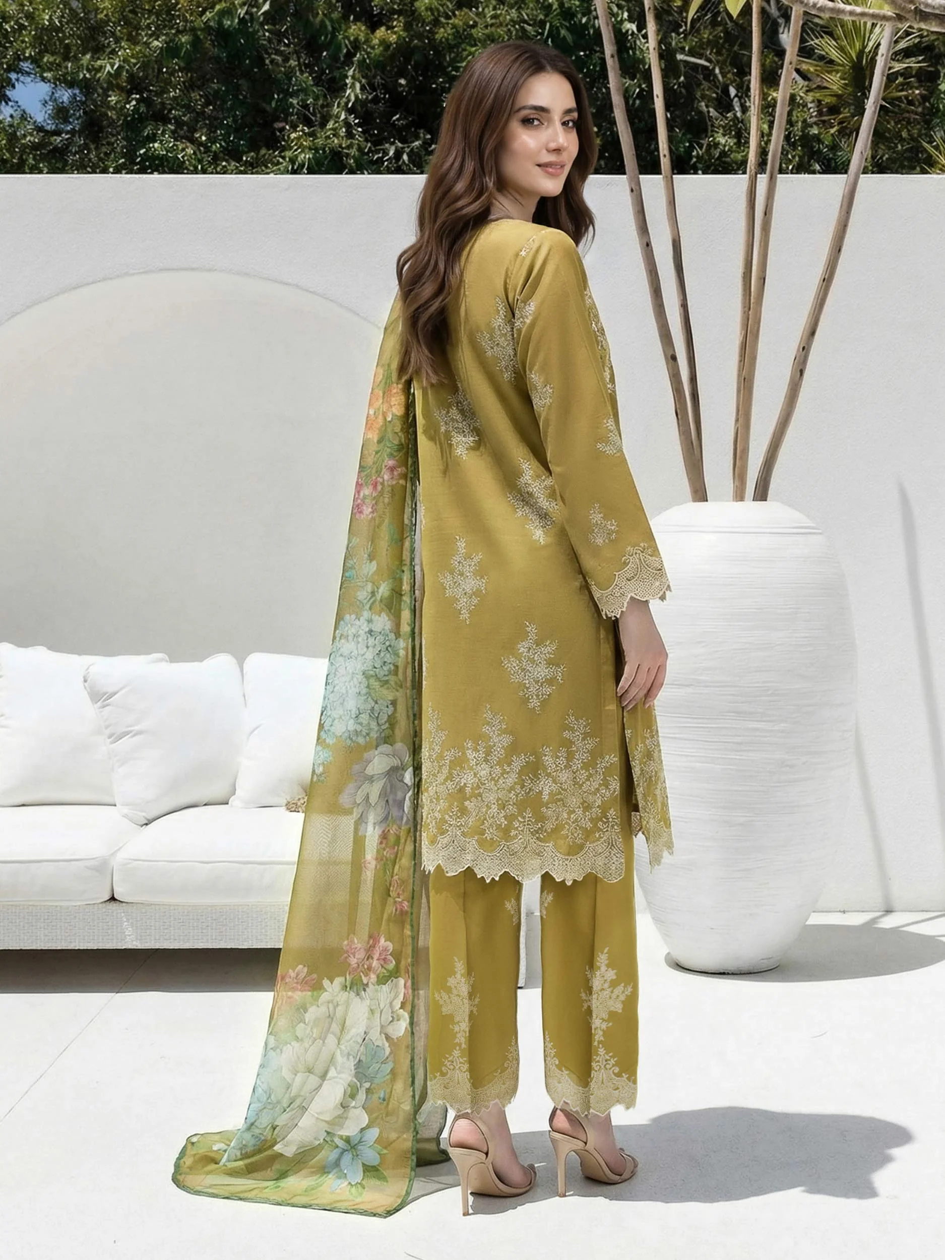3 Piece Lawn Slub Suit (Unstitched) - Image 3