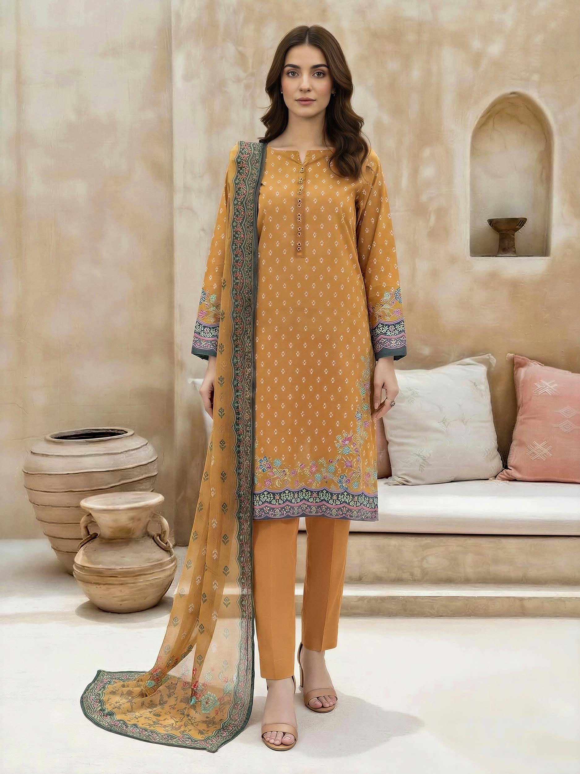 3 Piece Lawn Suit (Unstitched) - Image 2