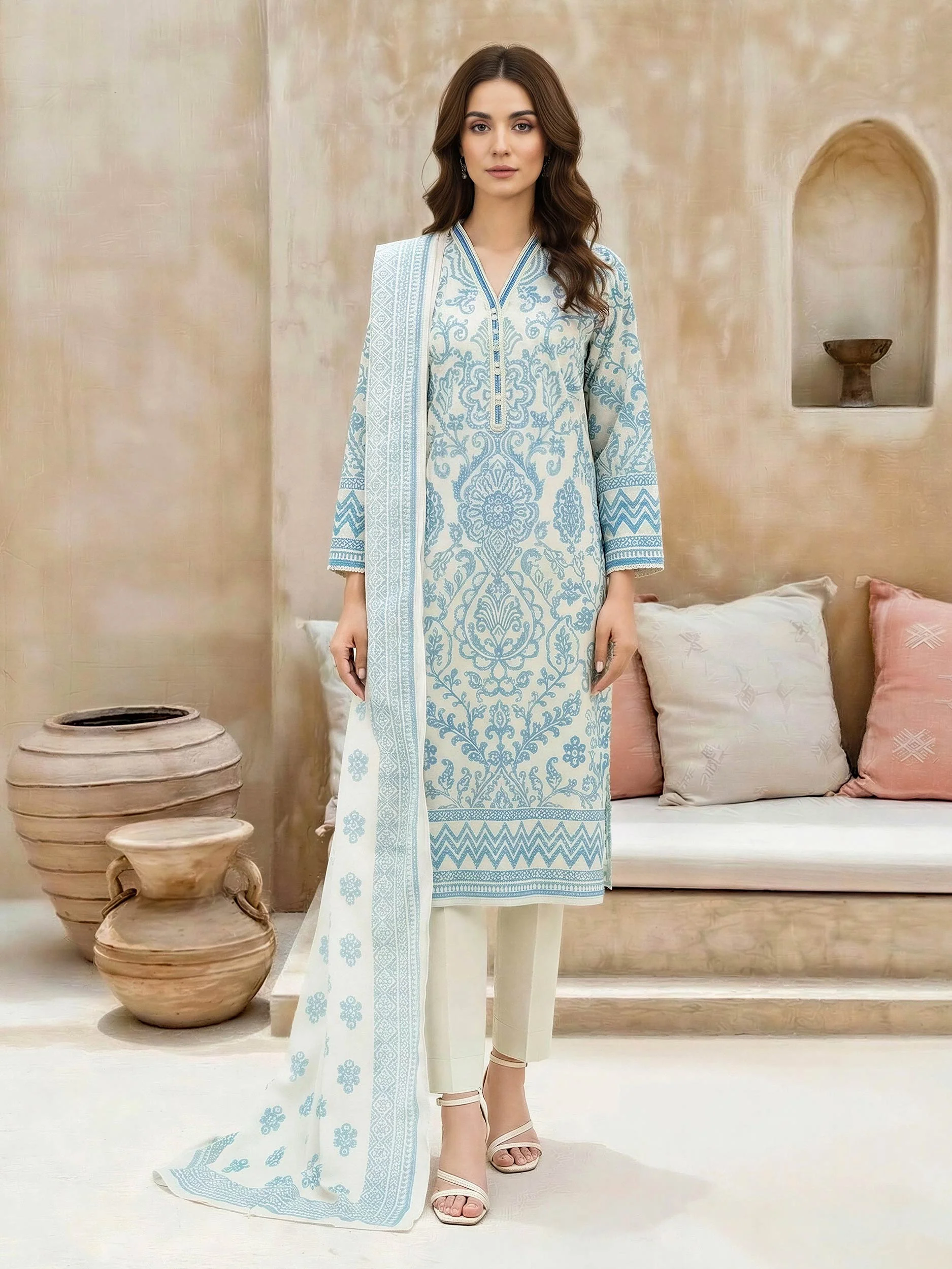 3 Piece Lawn Suit (Unstitched) - Image 2
