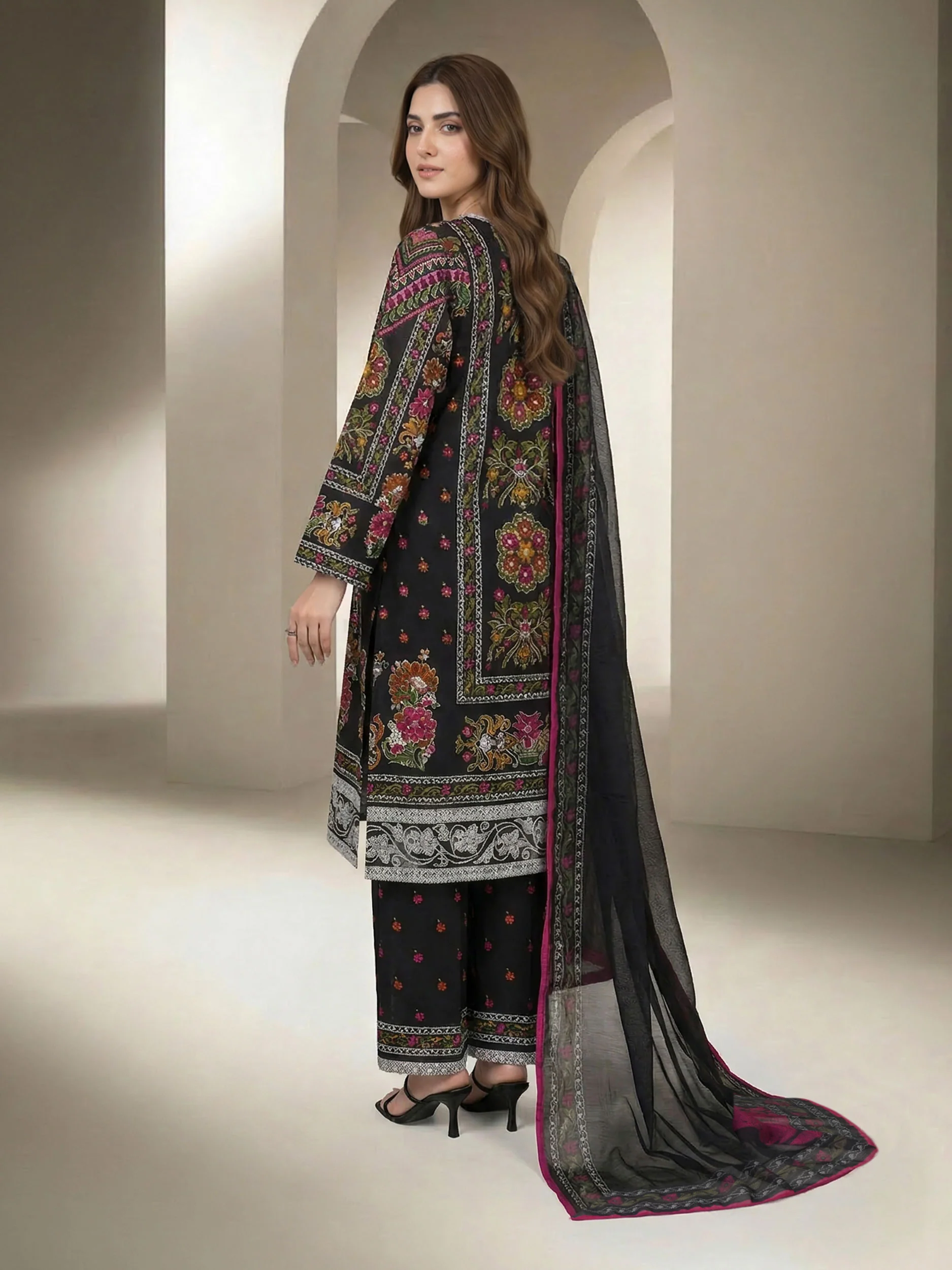 3 Piece Lawn Suit- Printed (Unstitched) - Image 3