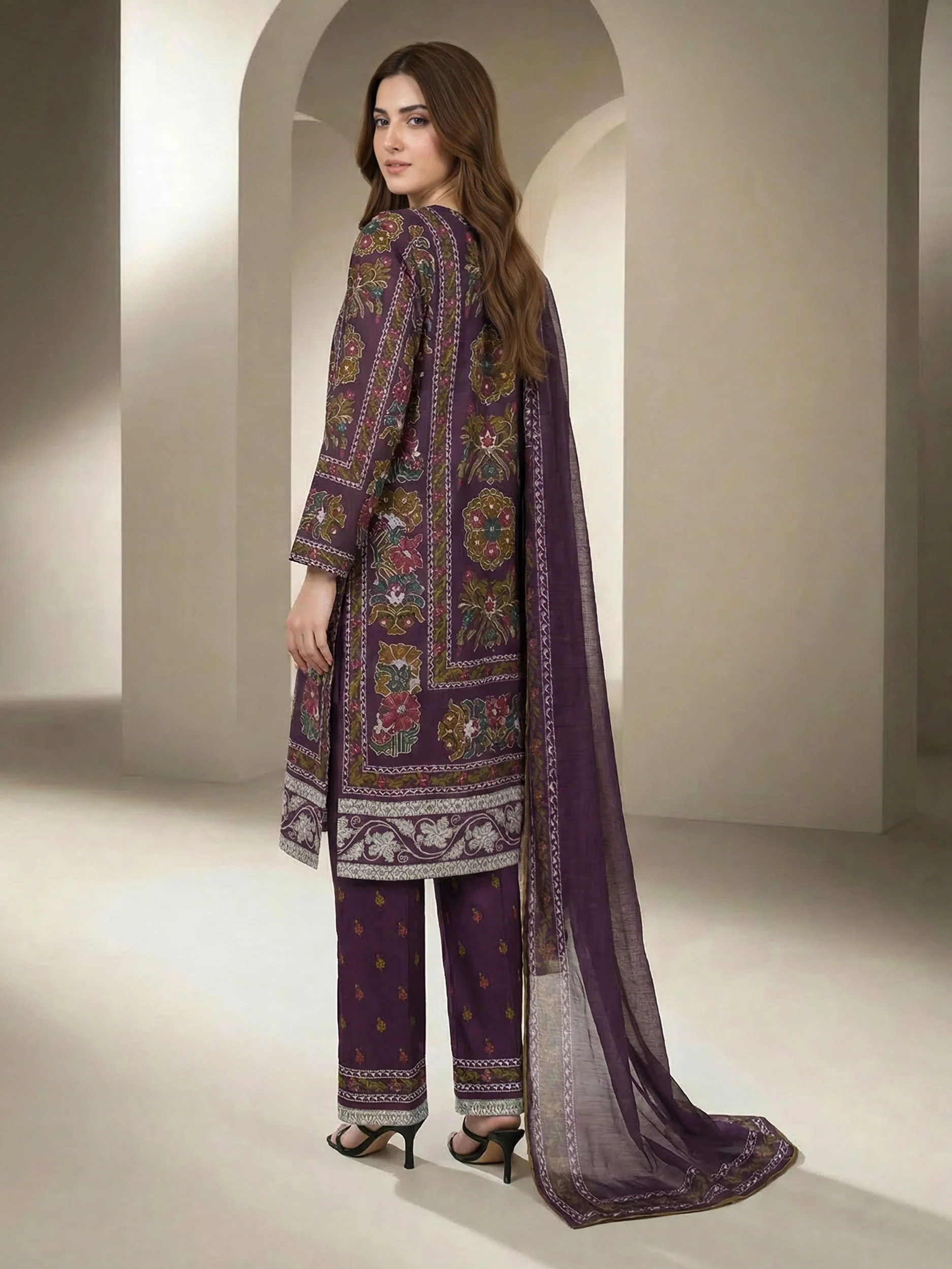 3 Piece Lawn Suit- Printed (Unstitched) - Image 3