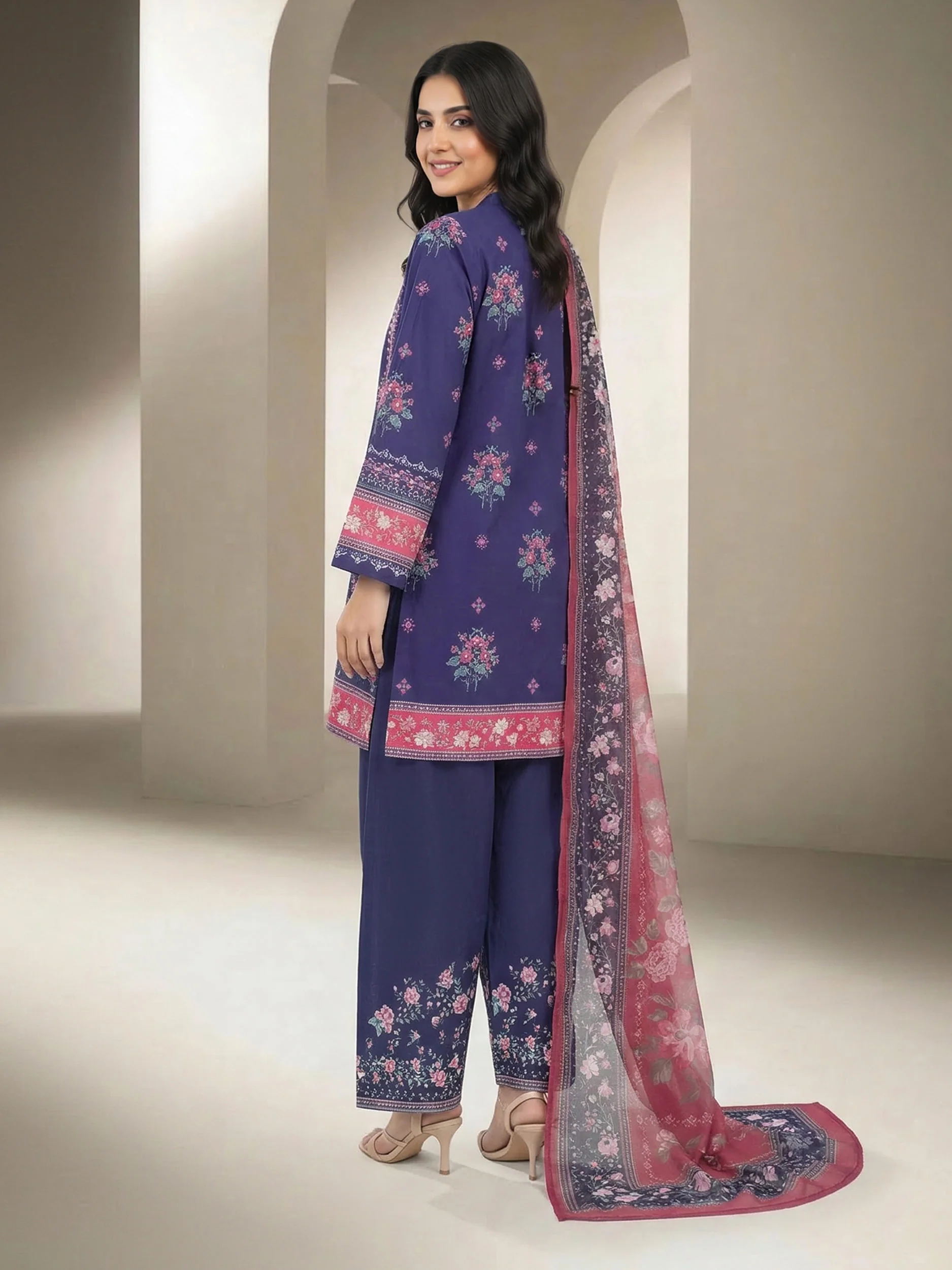 3 Piece Lawn Suit- Printed (Unstitched) - Image 3