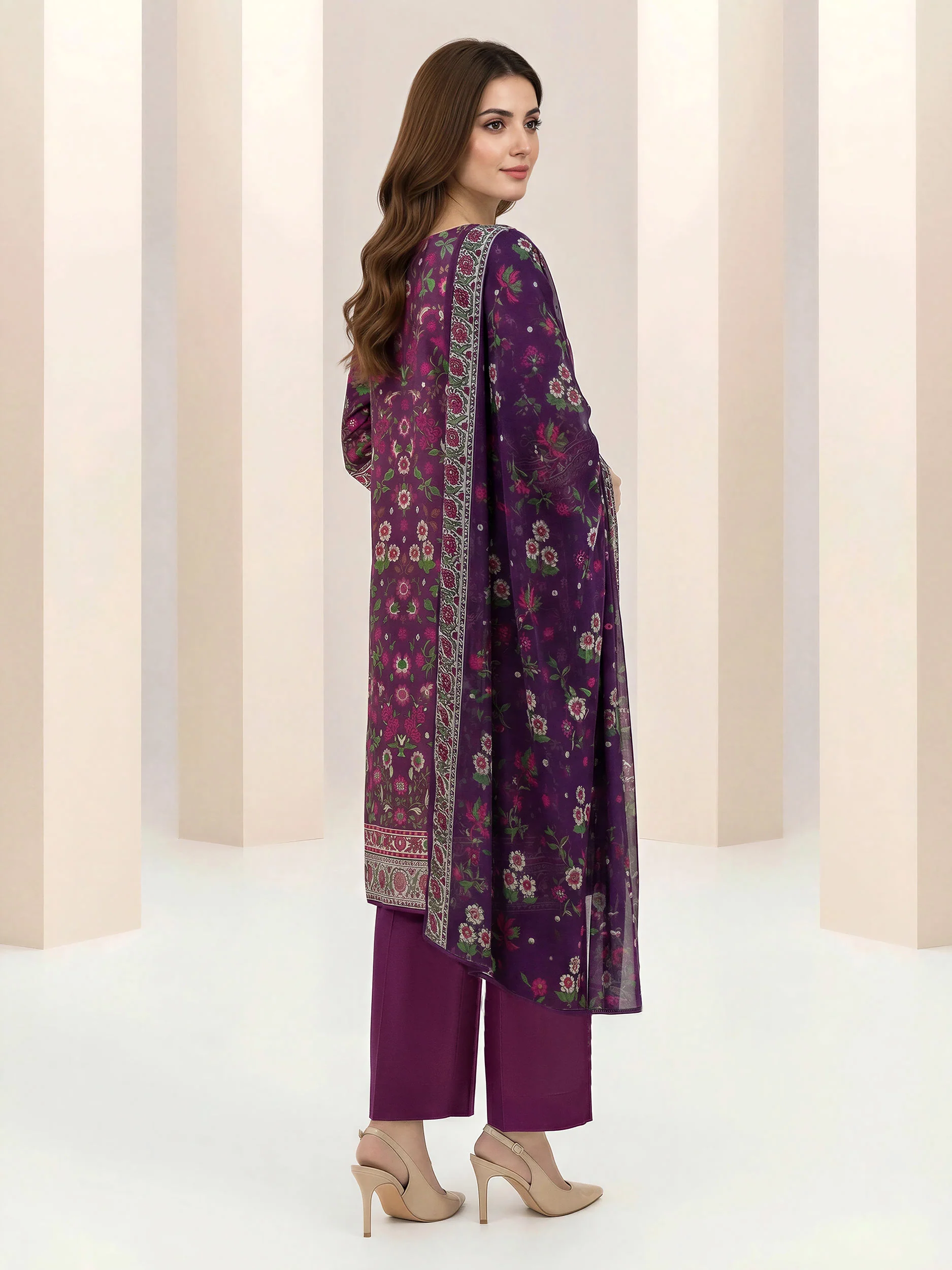 3 Piece Lawn Suit- Printed (Unstitched) - Image 3