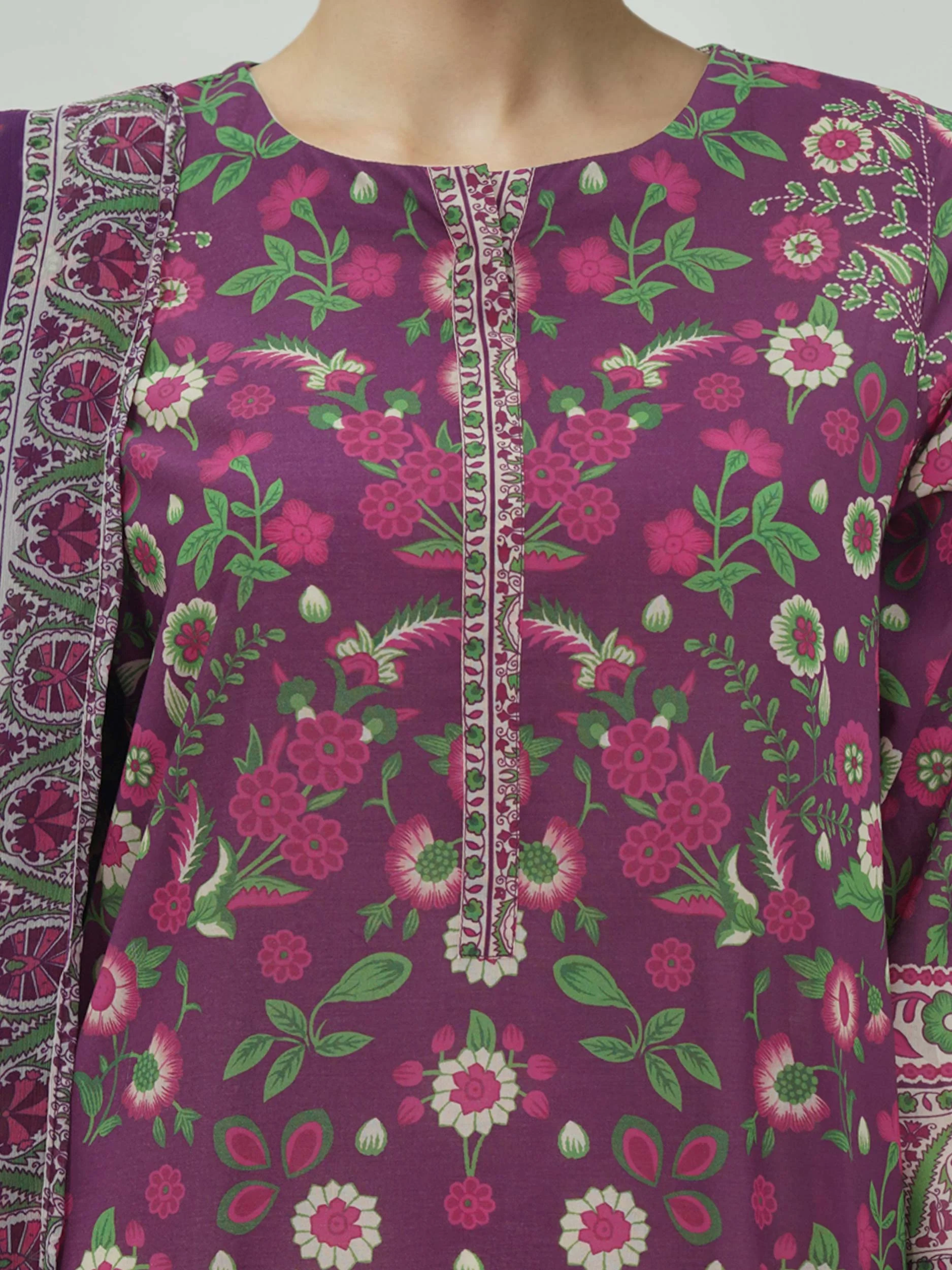3 Piece Lawn Suit- Printed (Unstitched) - Image 5