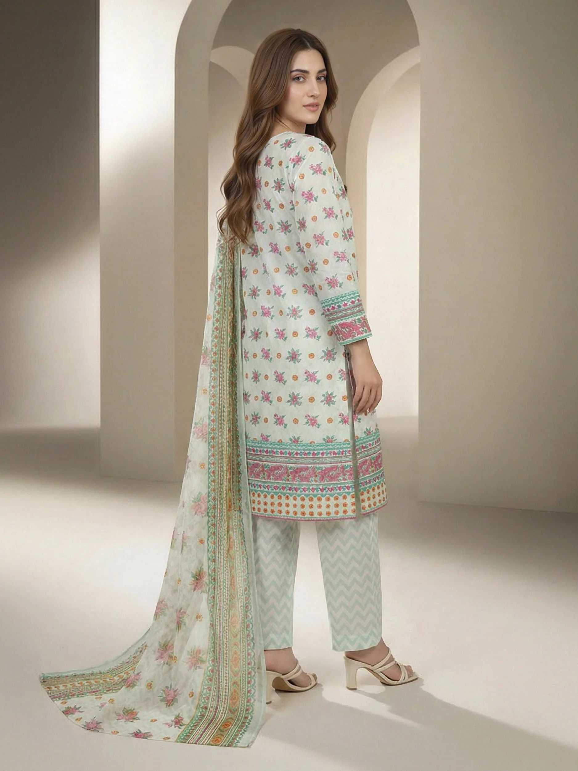 3 Piece Lawn Suit- Printed (Unstitched) - Image 3