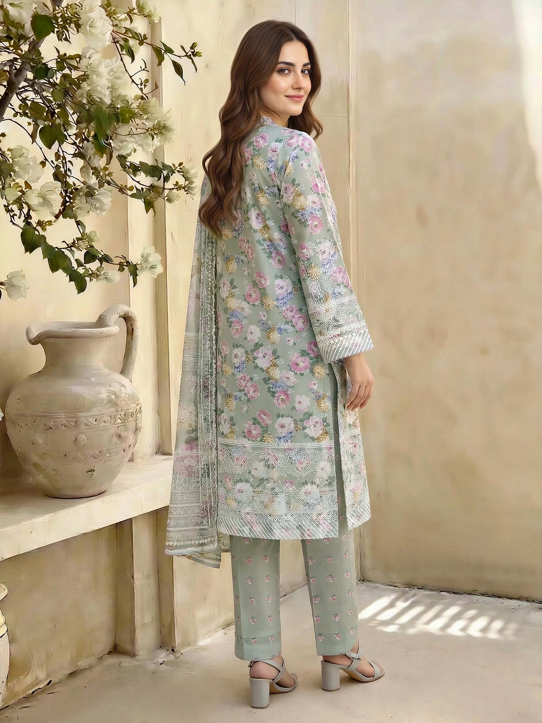 3 Piece Lawn Suit- Printed (Unstitched) - Image 3