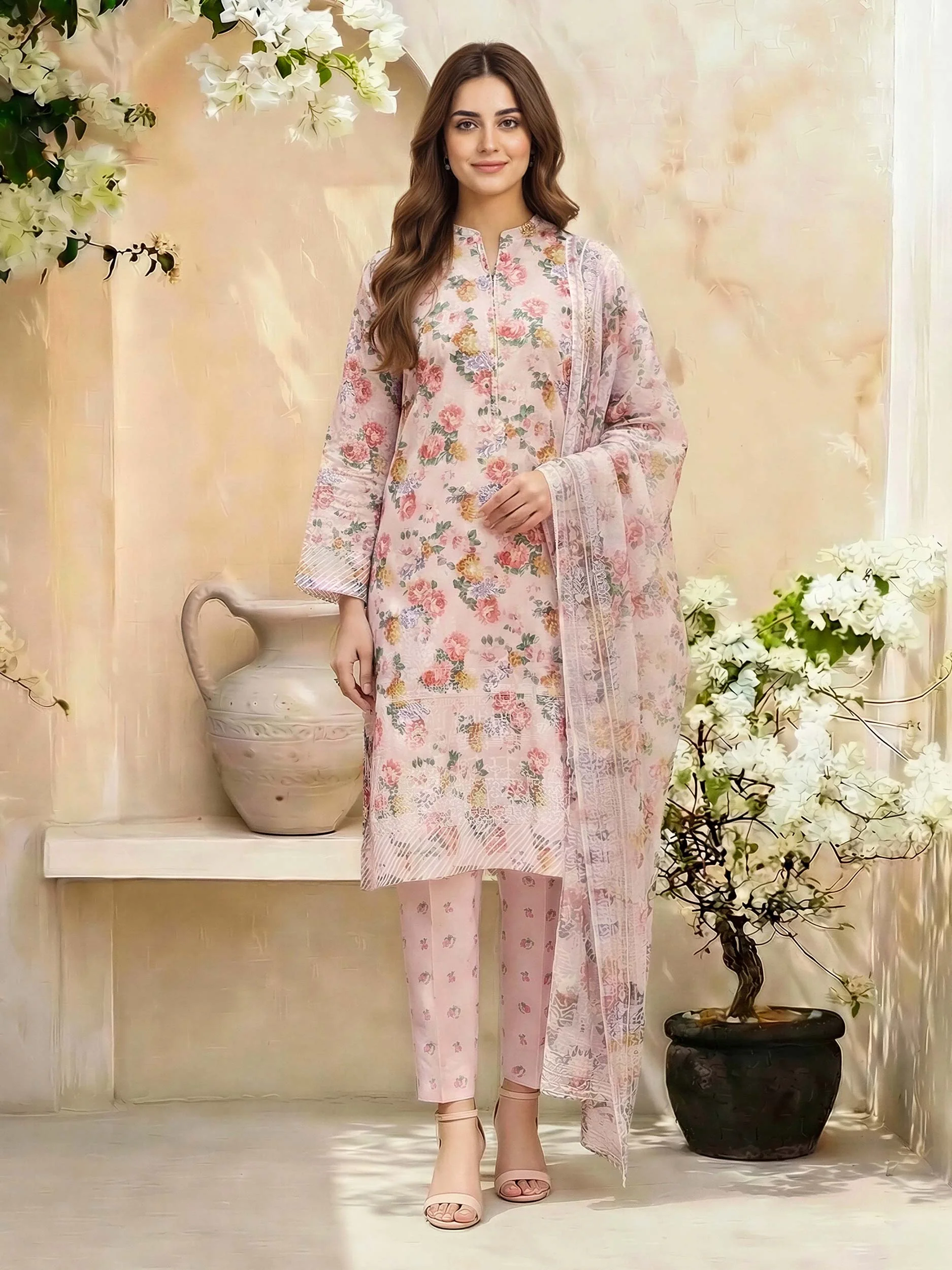 3 Piece Lawn Suit- Printed (Unstitched) - Image 2